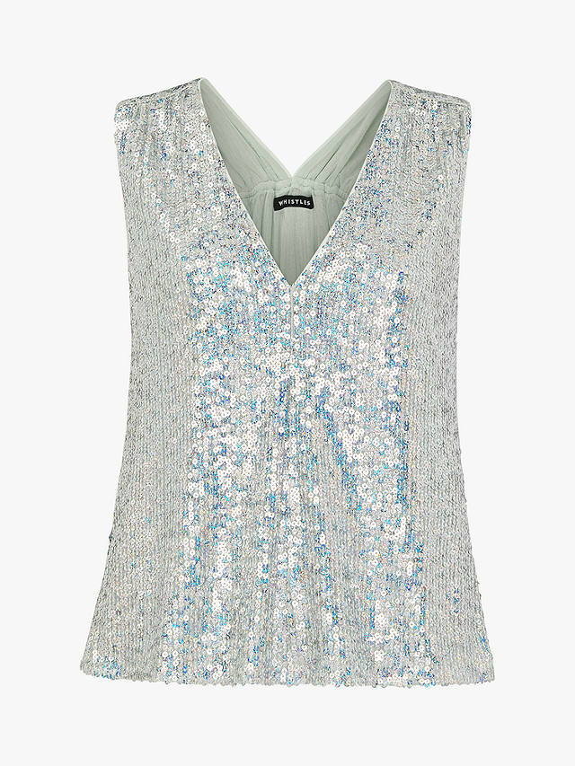 Whistles Claudia Sequin Vest Top, Silver