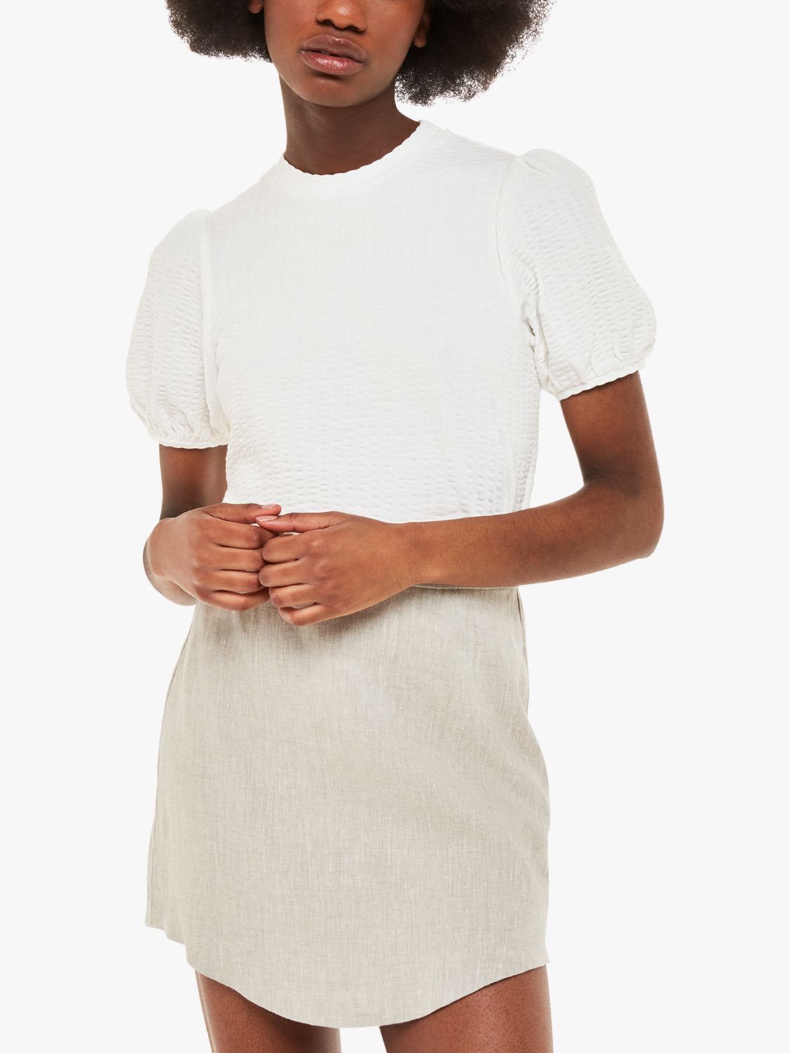Buy Whistles Textured Puff Sleeve Top, White Online at johnlewis.com