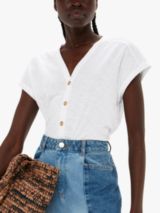 White V Neck Gather Detail Top, WHISTLES