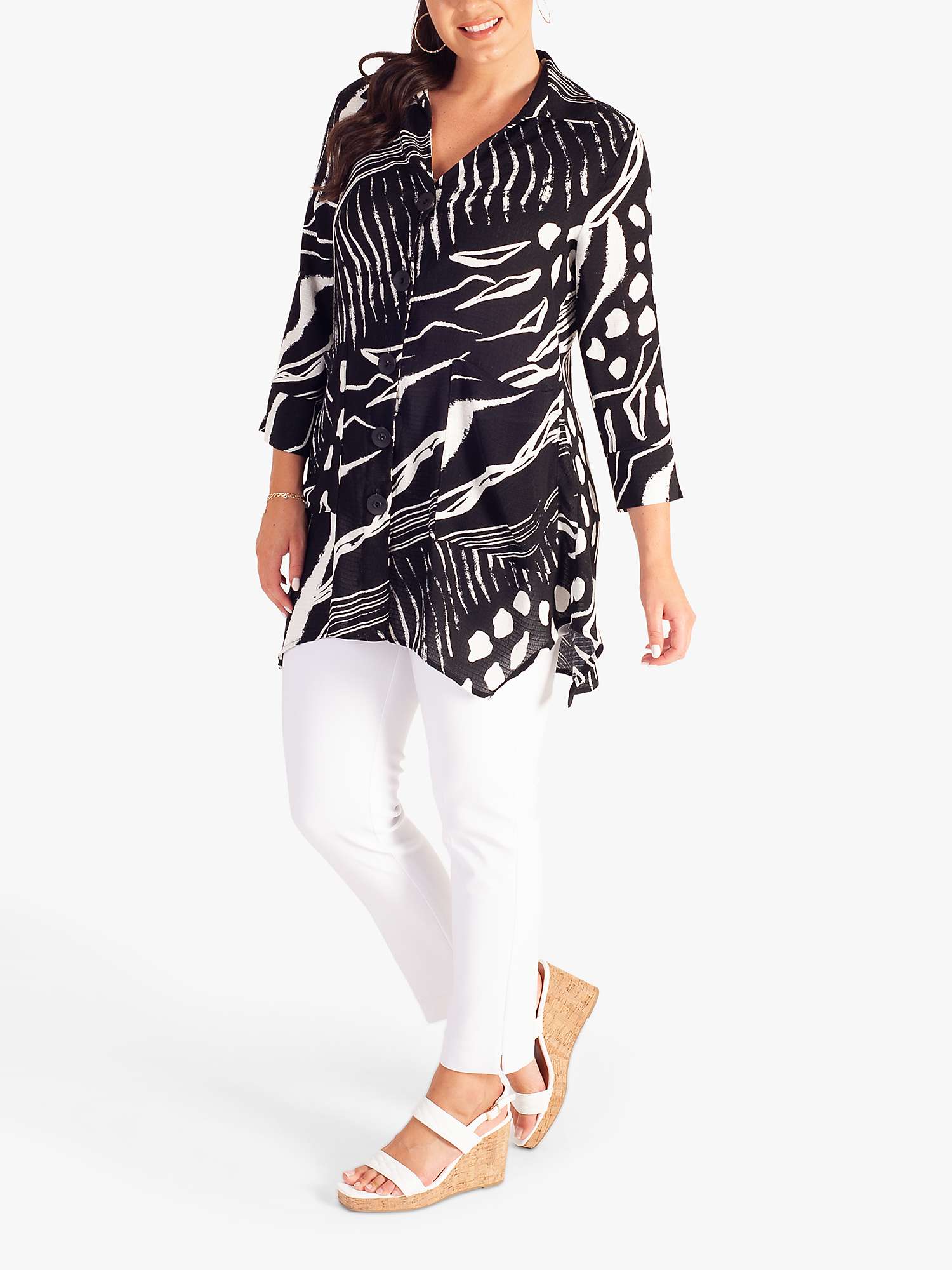Buy chesca Button Front Abstract Print Blouse, Black/White Online at johnlewis.com