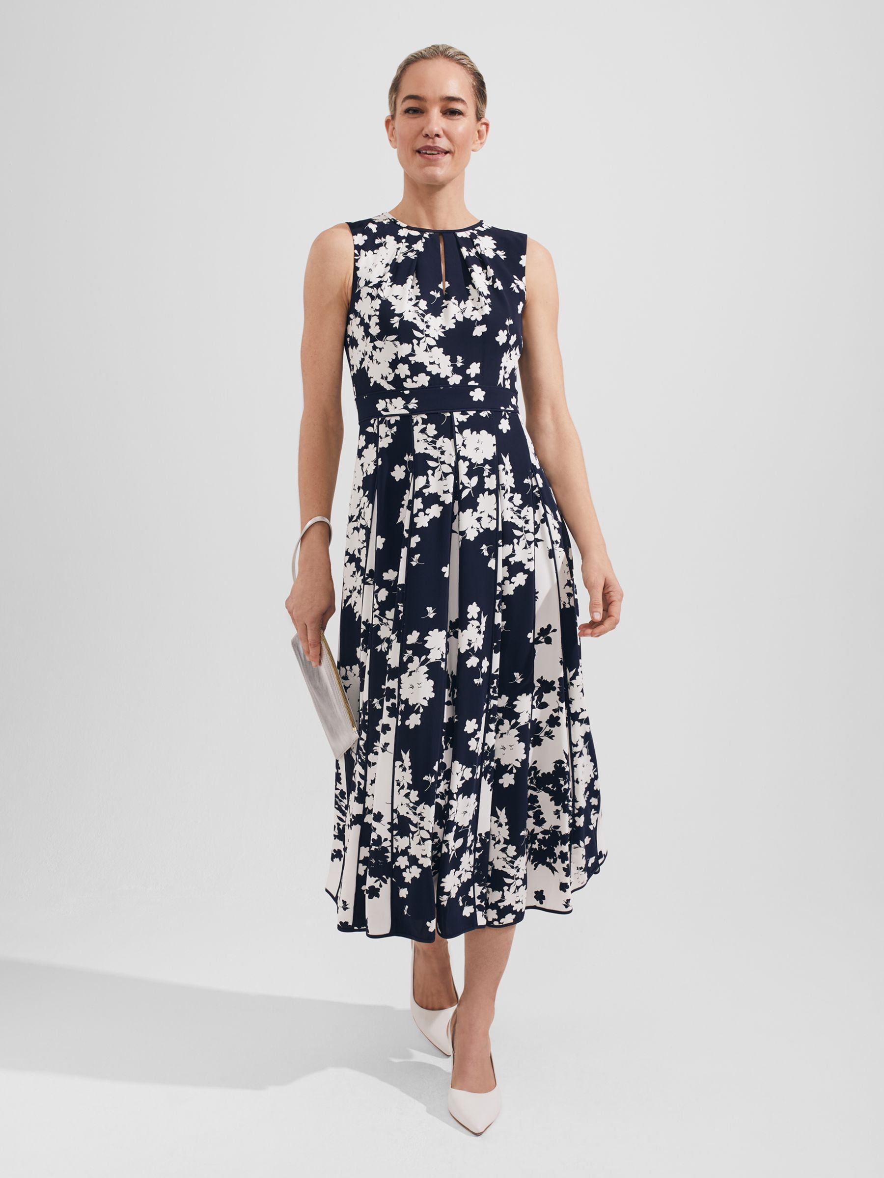 Hobbs Angelica Floral Print Dress, Midnight/Ivory at John Lewis & Partners