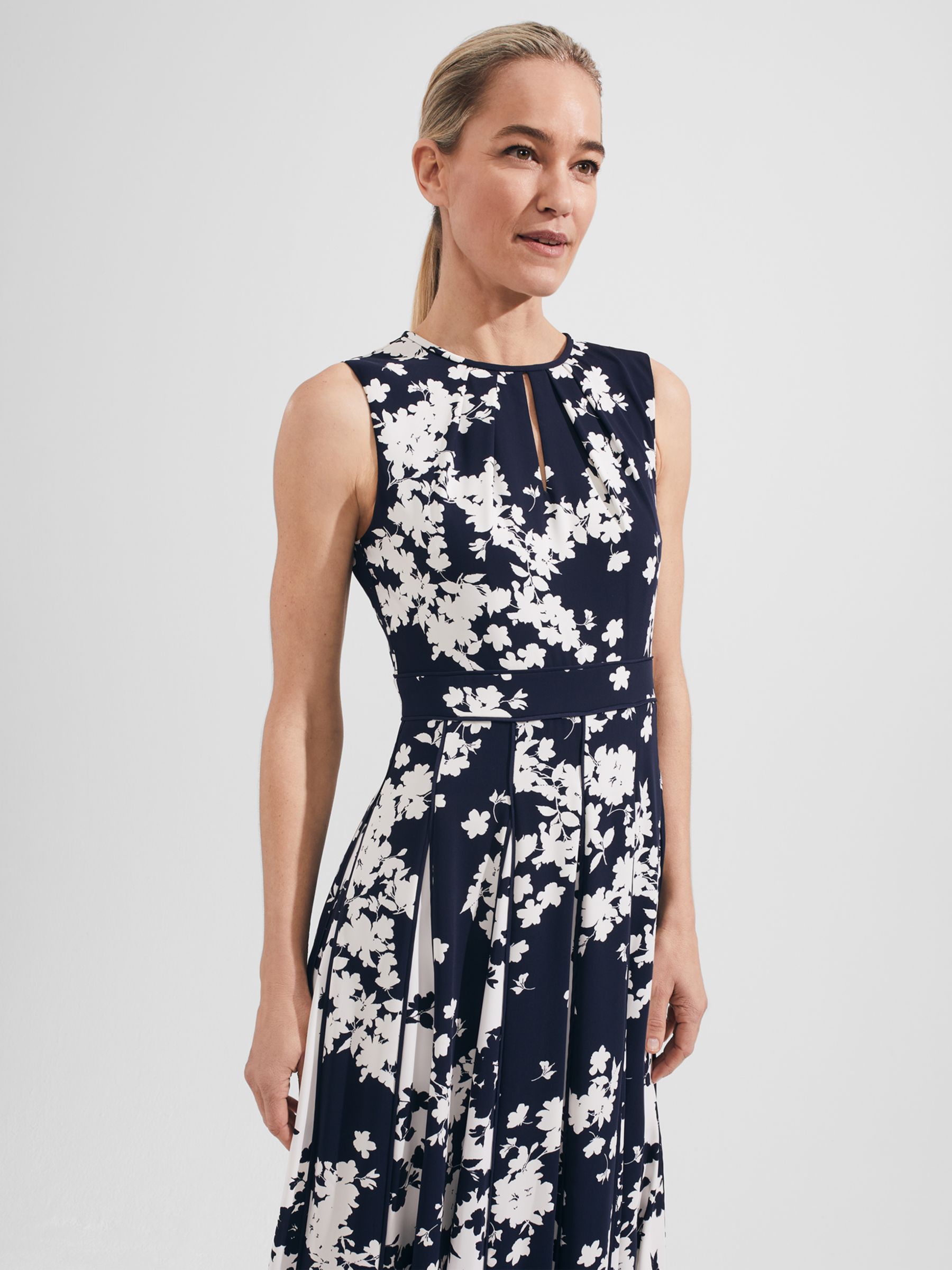 Hobbs Petite Angelica Floral Midi Dress, Midnight/Ivory at John Lewis ...