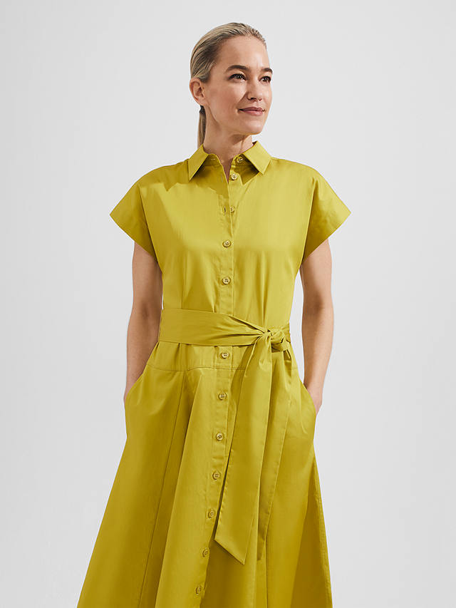 Hobbs Roxie Midi Shirt Dress, Light Olive
