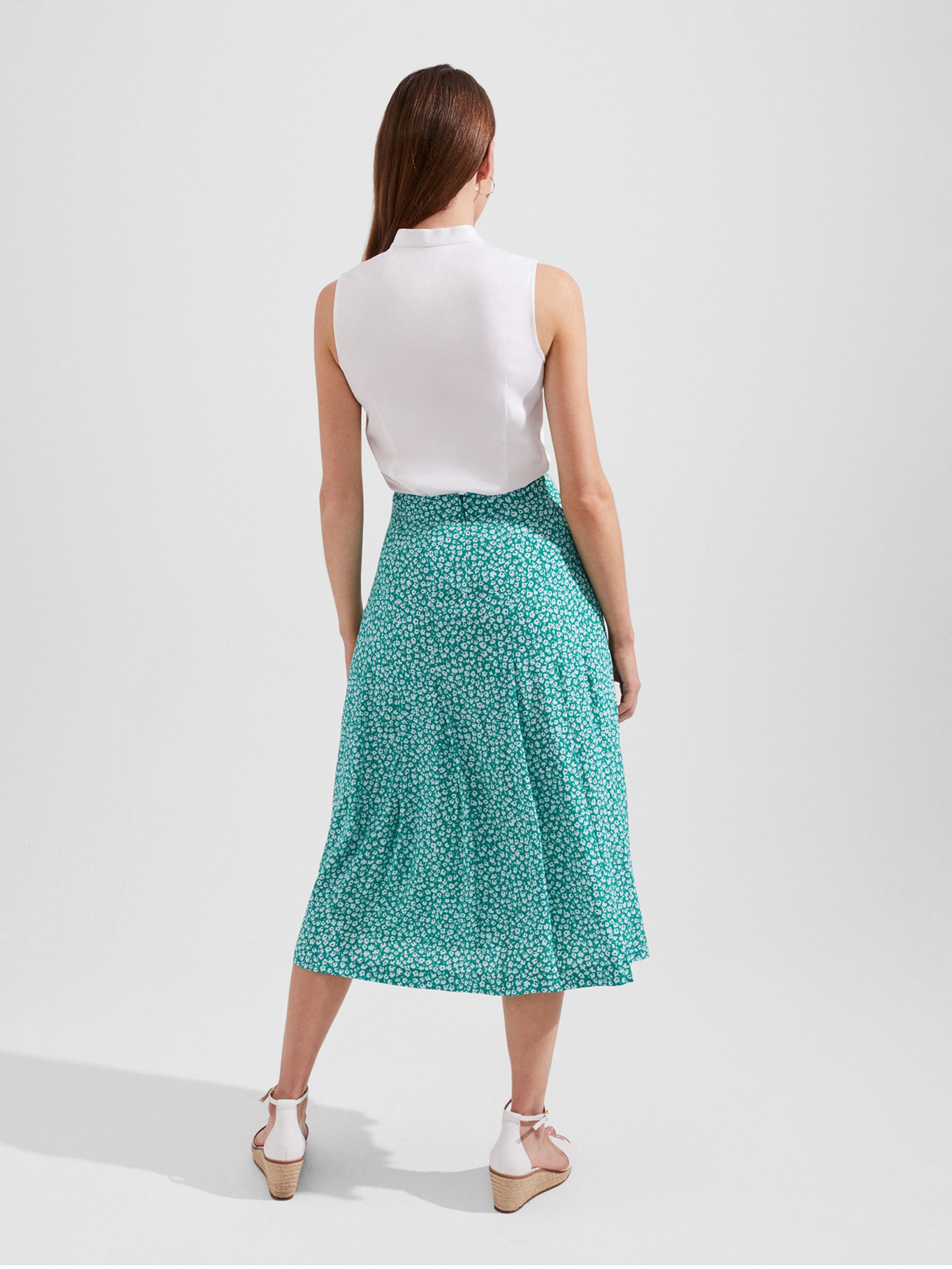 Hobbs Dianne Midi Skirt, Green at John Lewis & Partners