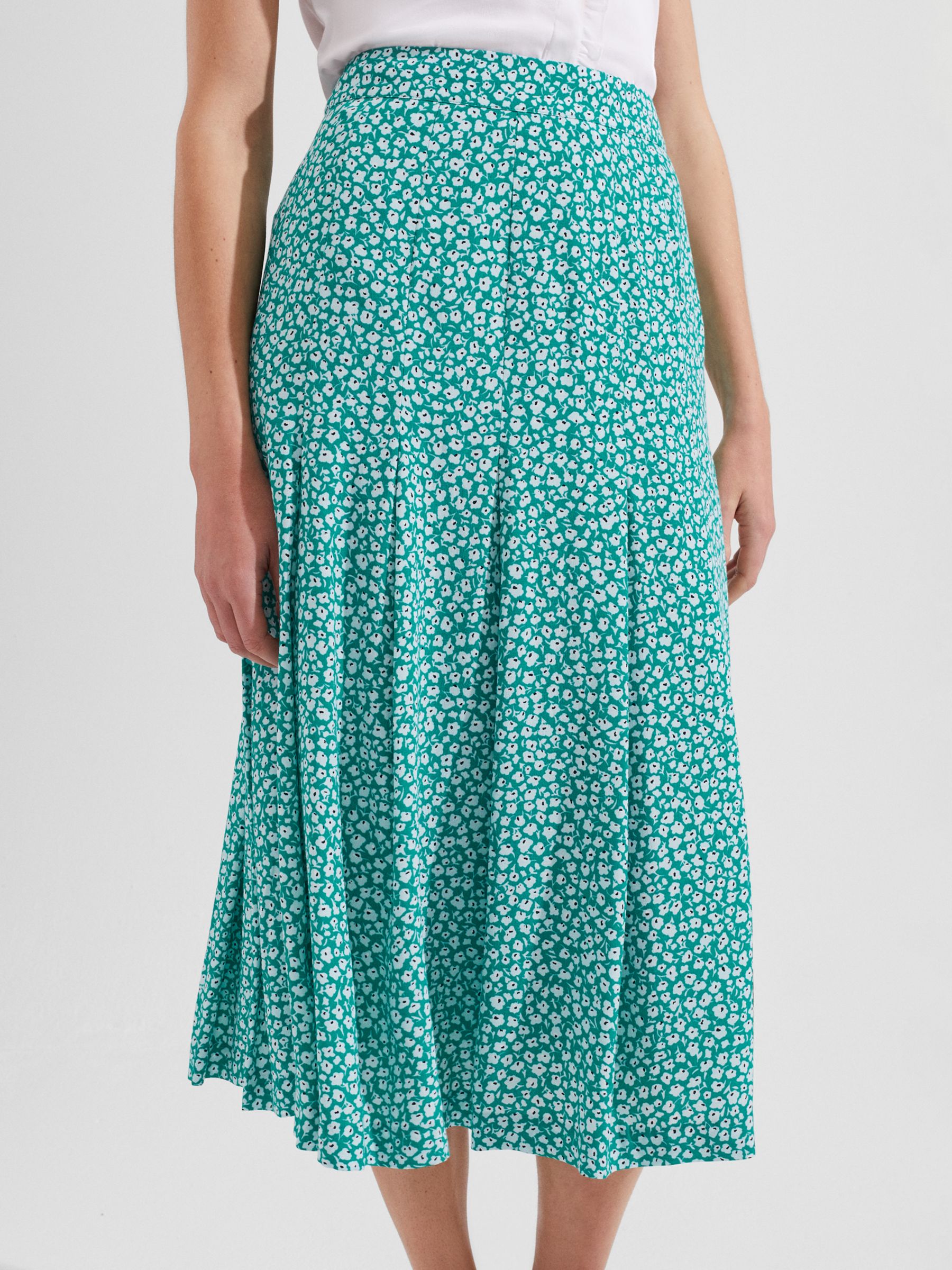 Hobbs Dianne Midi Skirt, Green at John Lewis & Partners