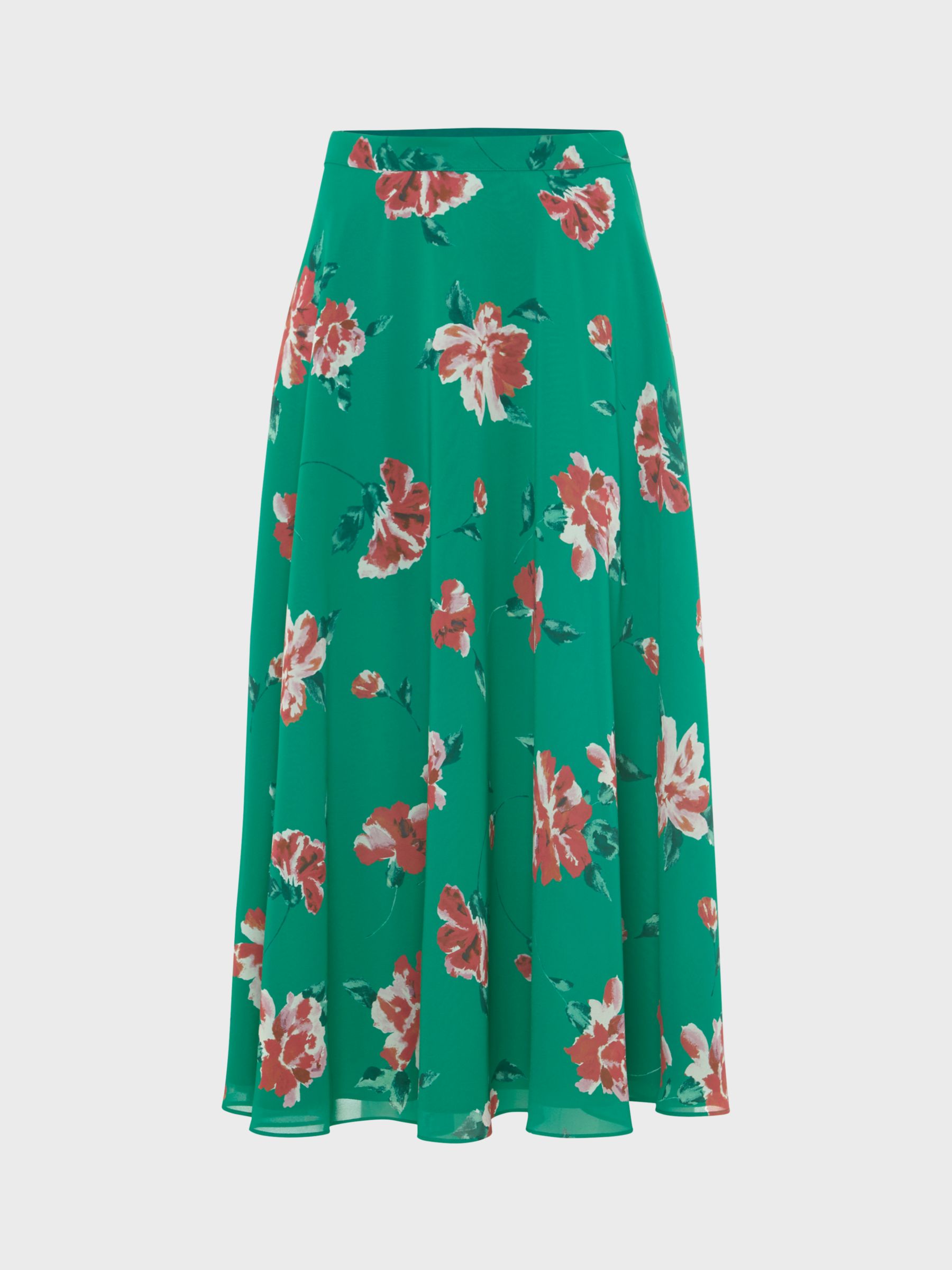Hobbs Carly Floral Midi Skirt, Green at John Lewis & Partners