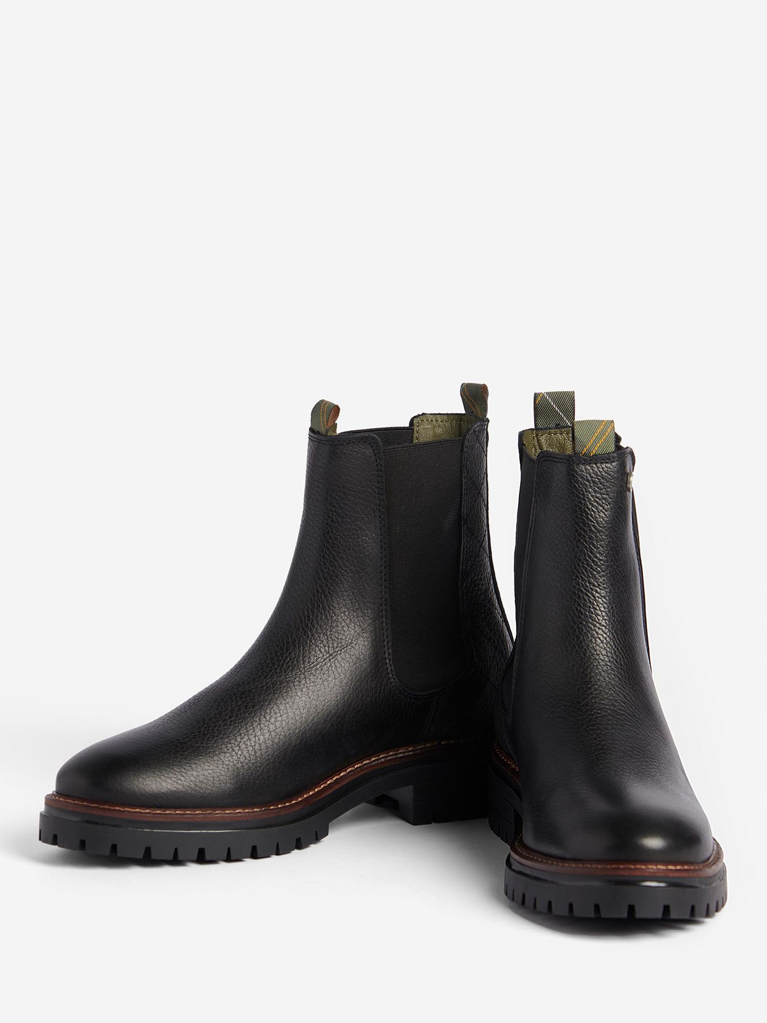 Barbour Evie Leather Chelsea Boots, Black at John Lewis & Partners