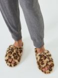 John Lewis ANYDAY Cross Strap Recycled Faux Fur Mule Slippers, Leopard, Leopard