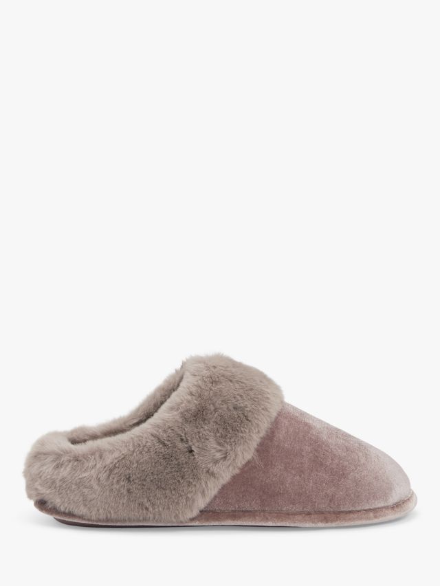 John Lewis Velvet Faux Fur Mule Slippers Mink S