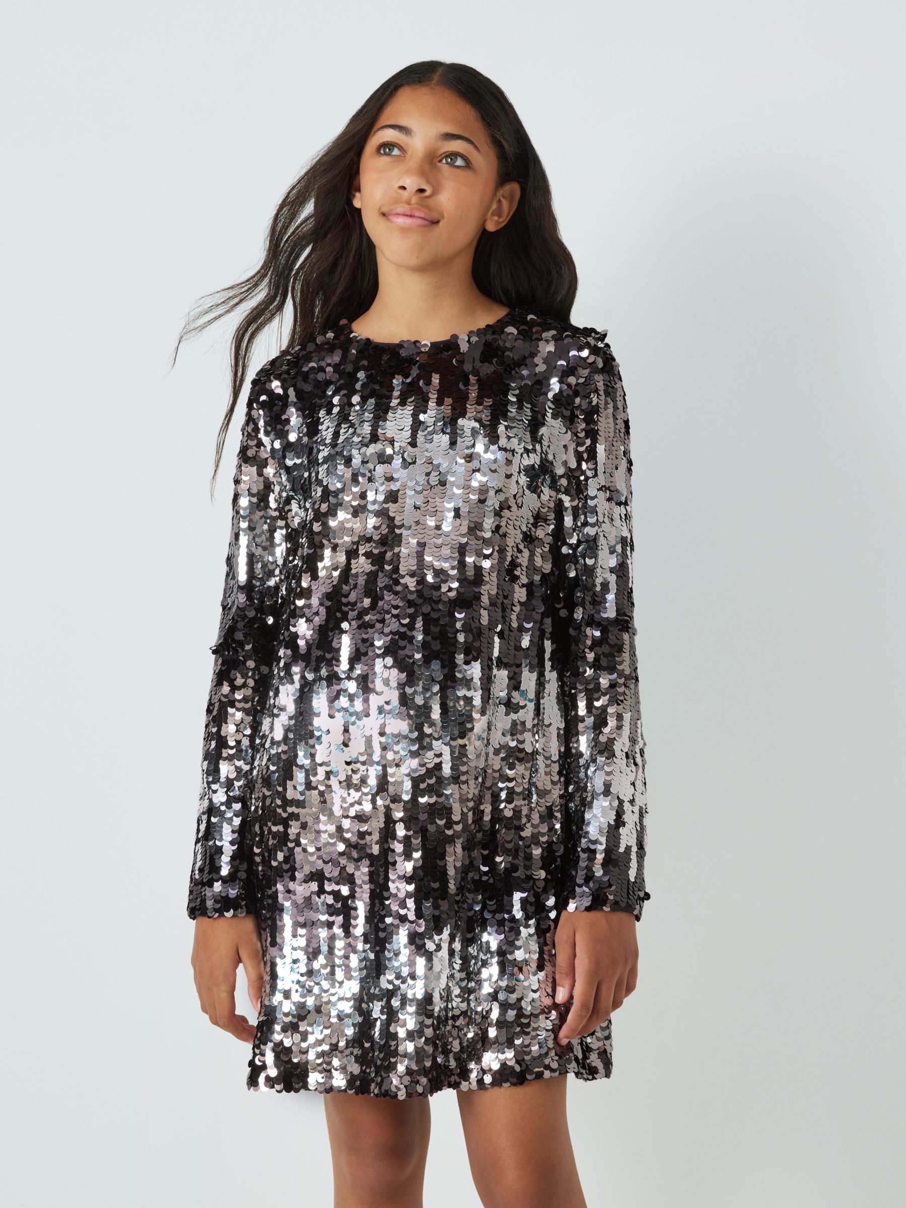 Sequined Dress - Silver-colored - Ladies
