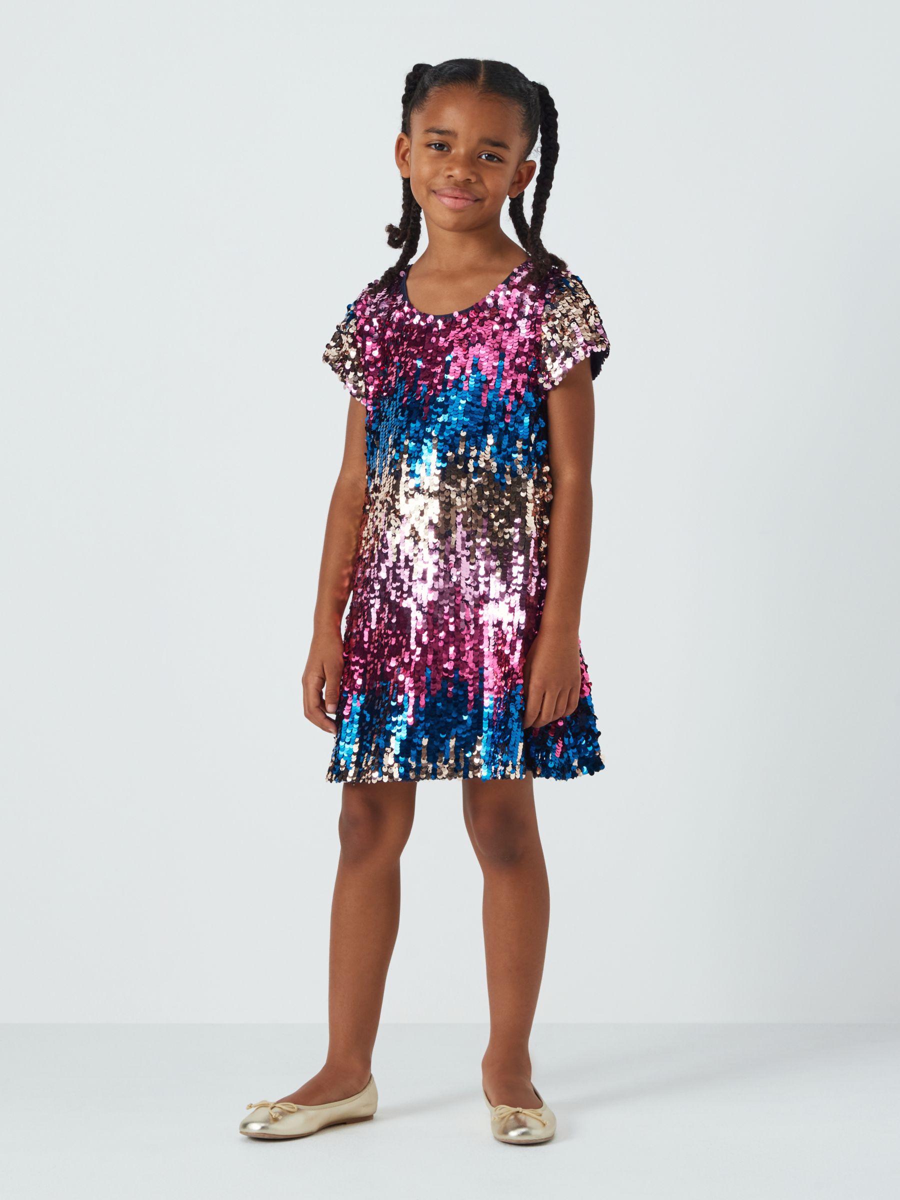 John Lewis Kids' Ombre Sequin Party Dress, Multi at John Lewis & Partners