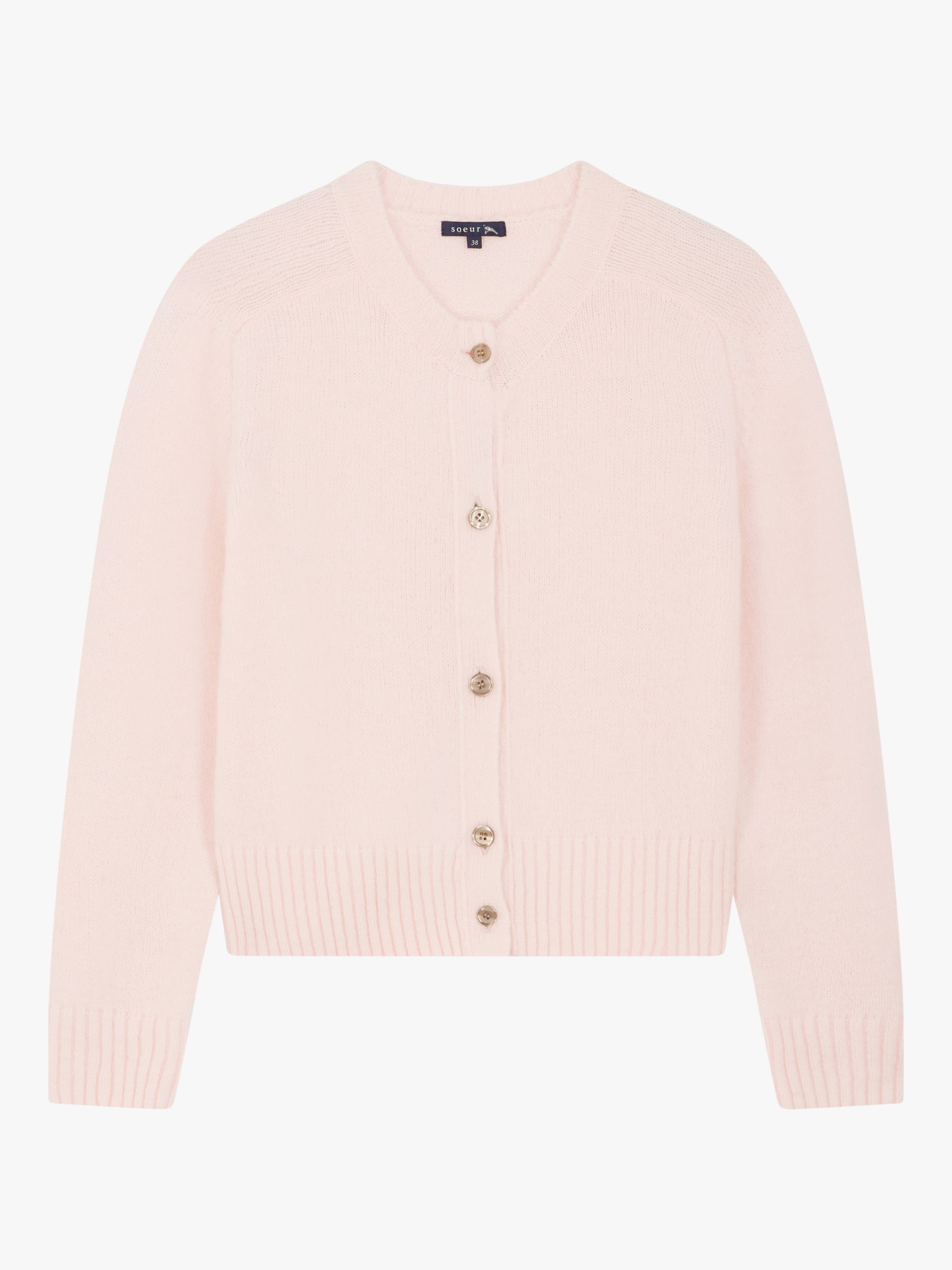 Soeur Lyne Shetland Knitted Cardigan, Pink at John Lewis & Partners