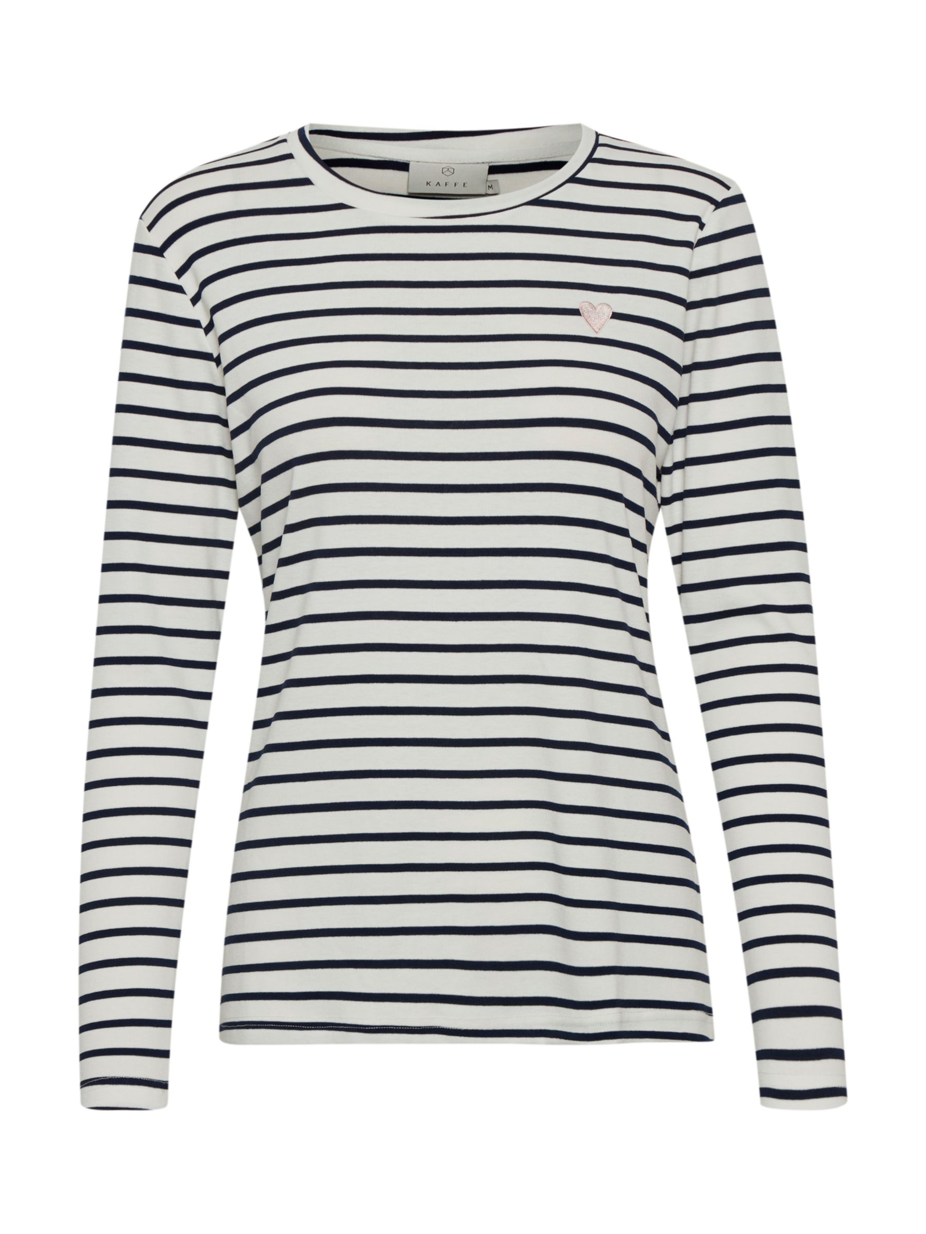 KAFFE Liddy Stripe T-Shirt, Chalk/Midnight Marl, XXL