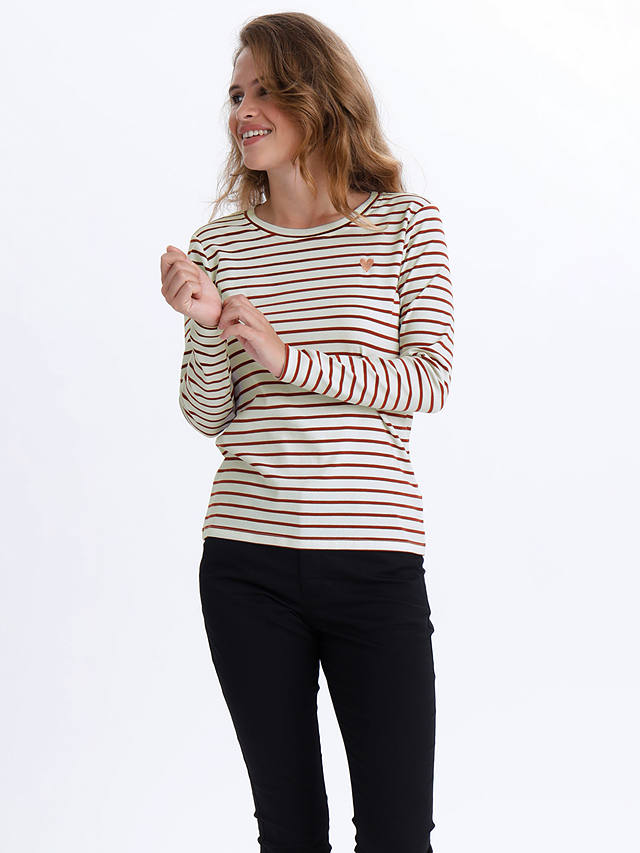 KAFFE Liddy Stripe T-Shirt, Chalk/Red