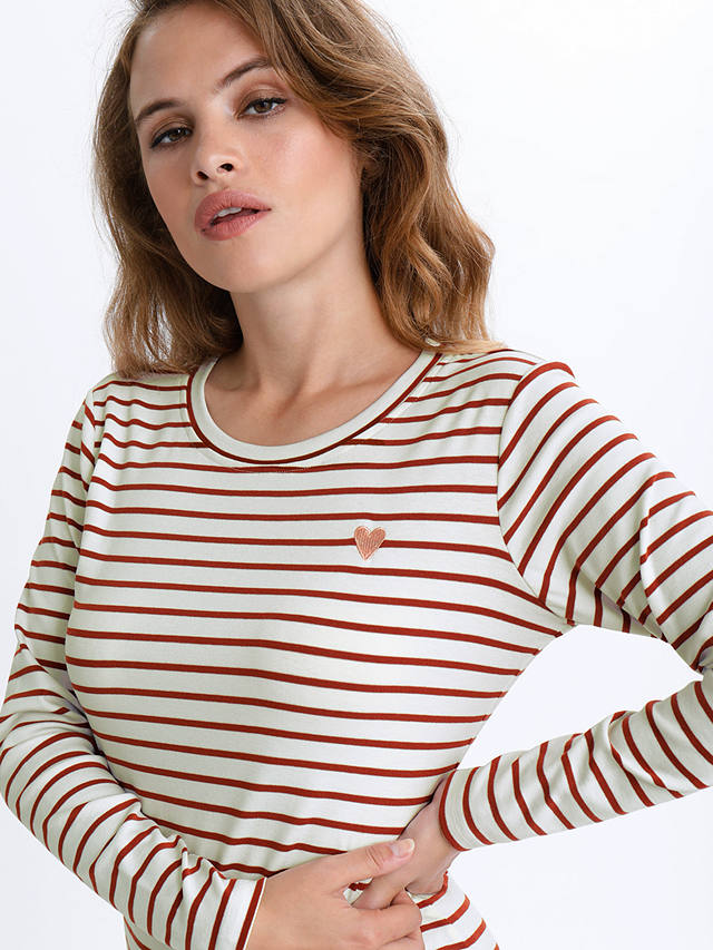 KAFFE Liddy Stripe T-Shirt, Chalk/Red