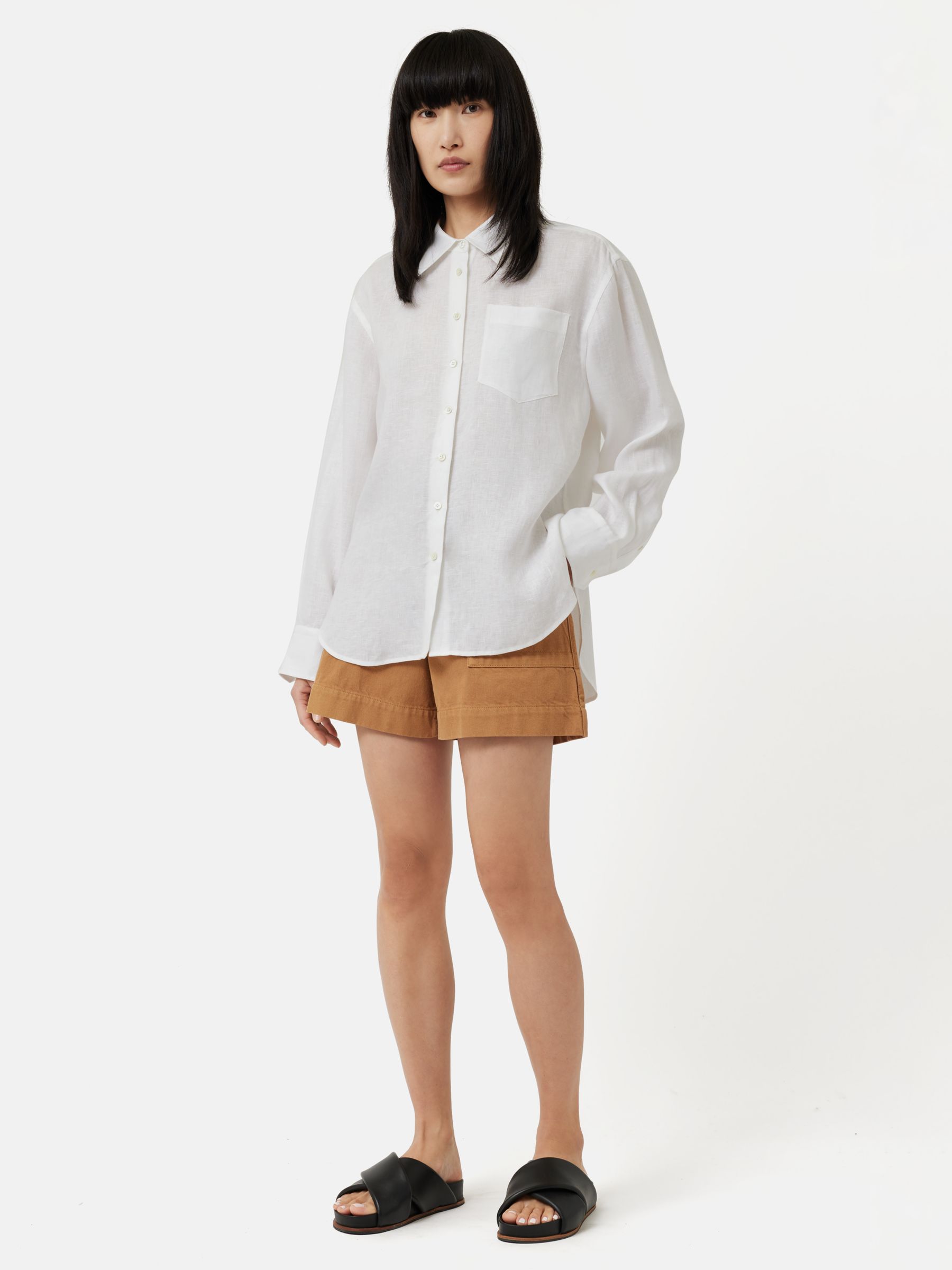 Jigsaw Linen Relaxed Shirt, White at John Lewis & Partners