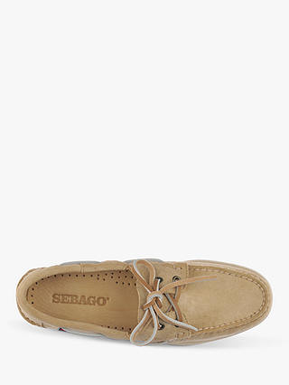 Sebago Omega Open Back Leather Boat Shoes, Beige Camel