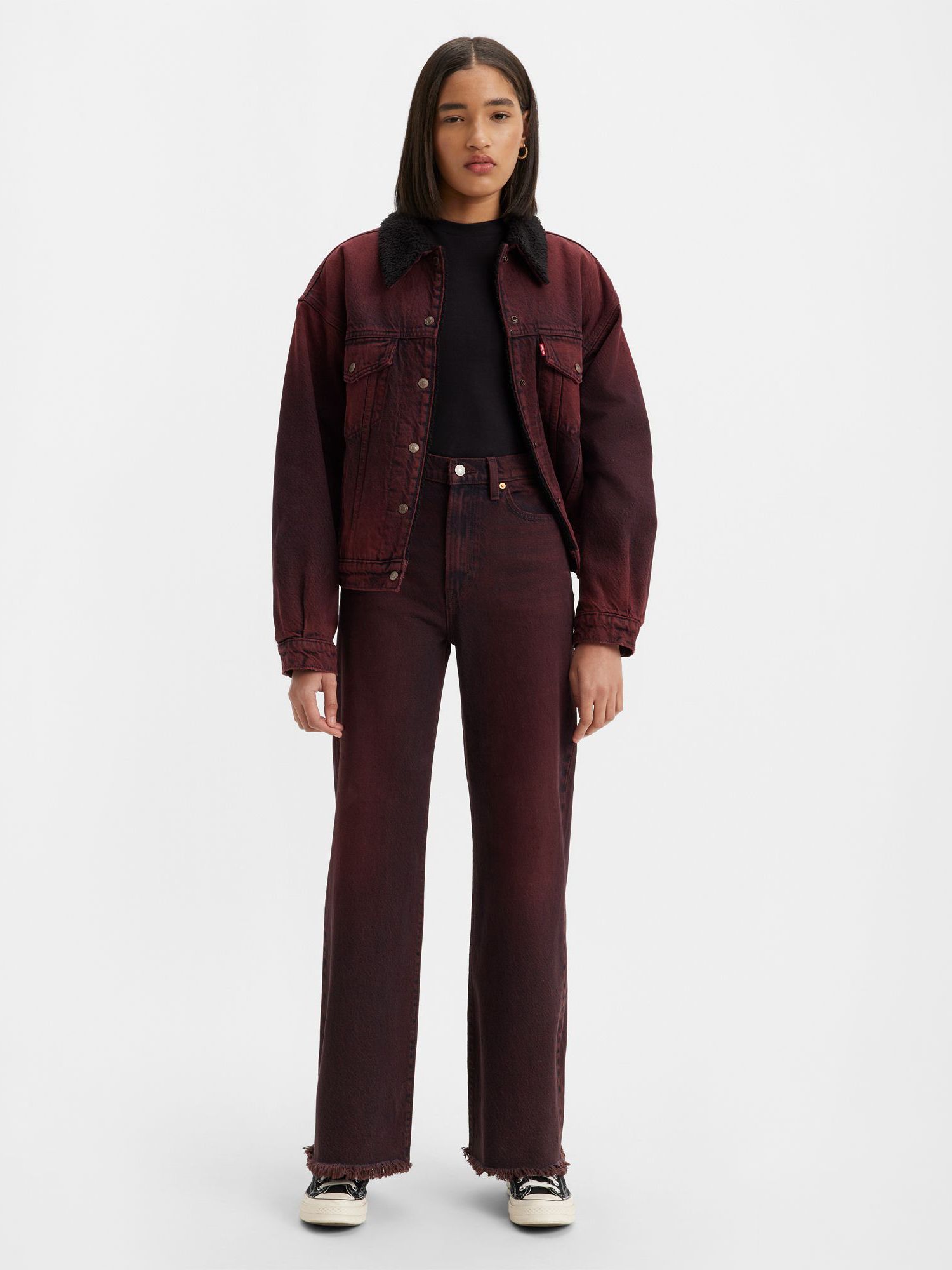 Levi's Ribcage Wide Jeans, Cherry Cordial at John Lewis & Partners