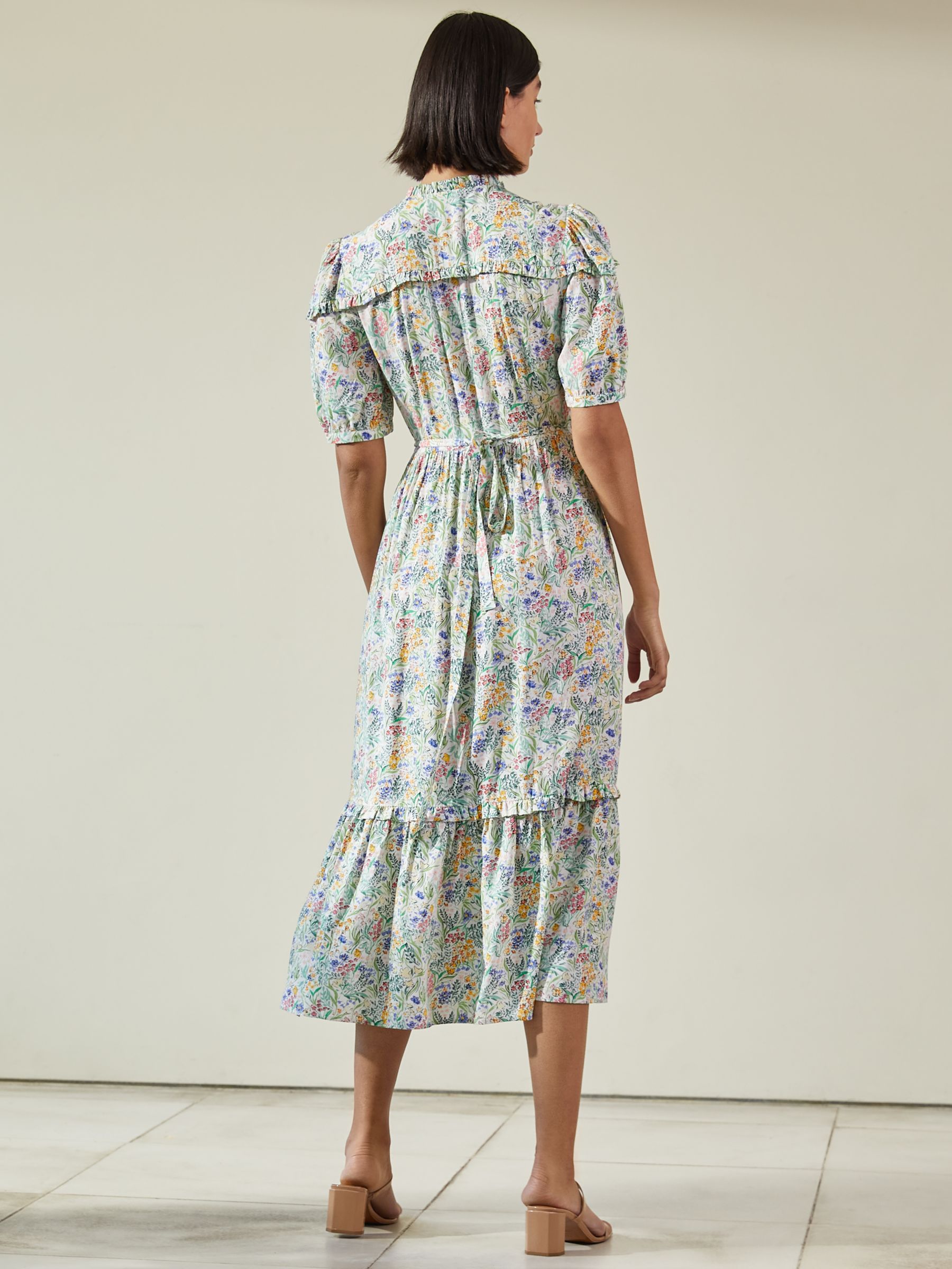 Albaray Painted Meadow Wrap Midi Dress, Multi, 8