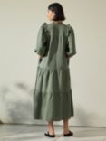 Albaray Ruffle Shoulder Linen Shirt Dress, Khaki
