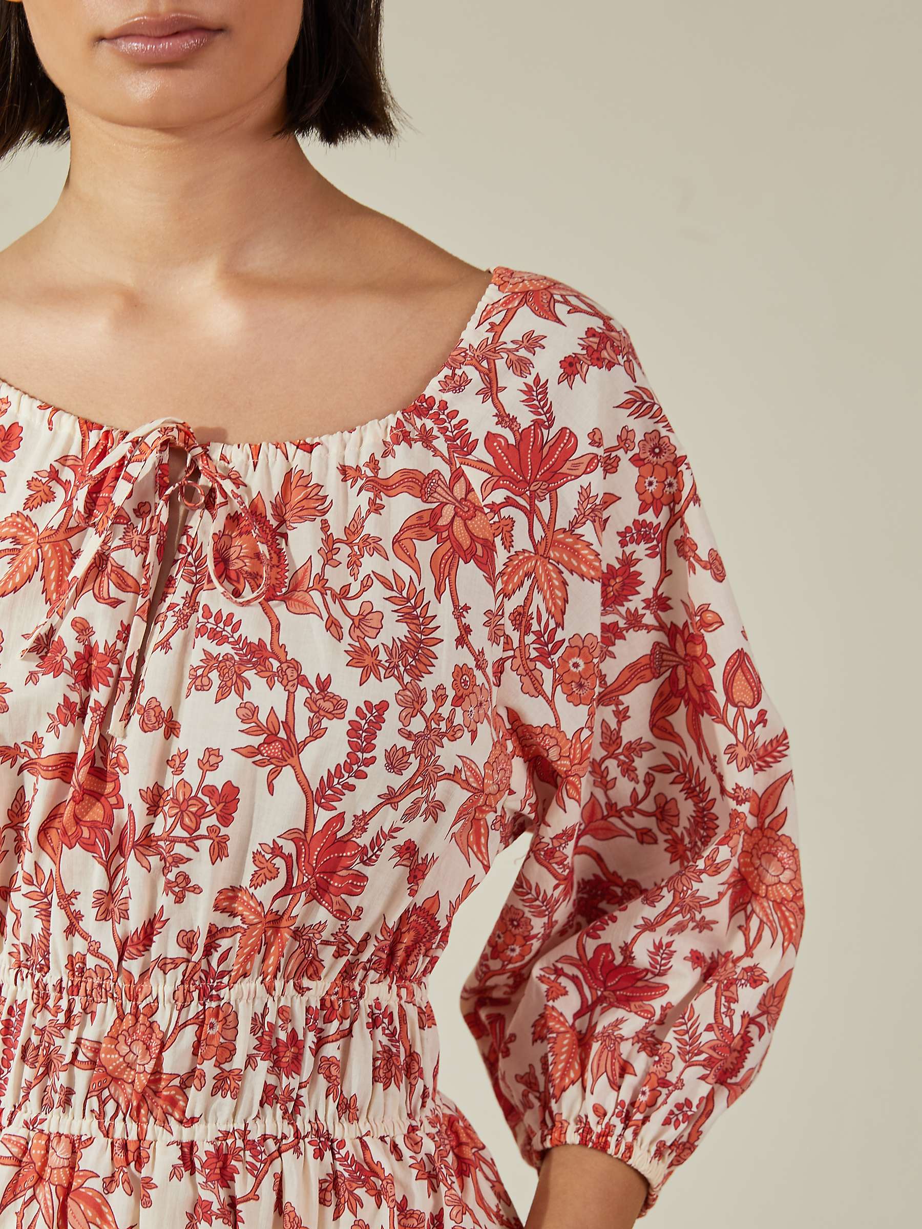 Buy Albaray Lila Botanical Midi Dress, Cream Online at johnlewis.com