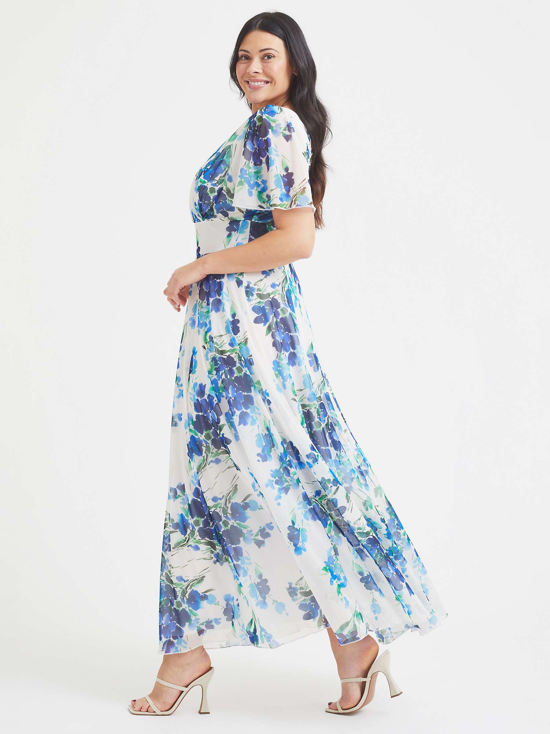 Buy Scarlett & Jo Curve Isabelle Maxi Dress, Ivory/Blue Online at johnlewis.com