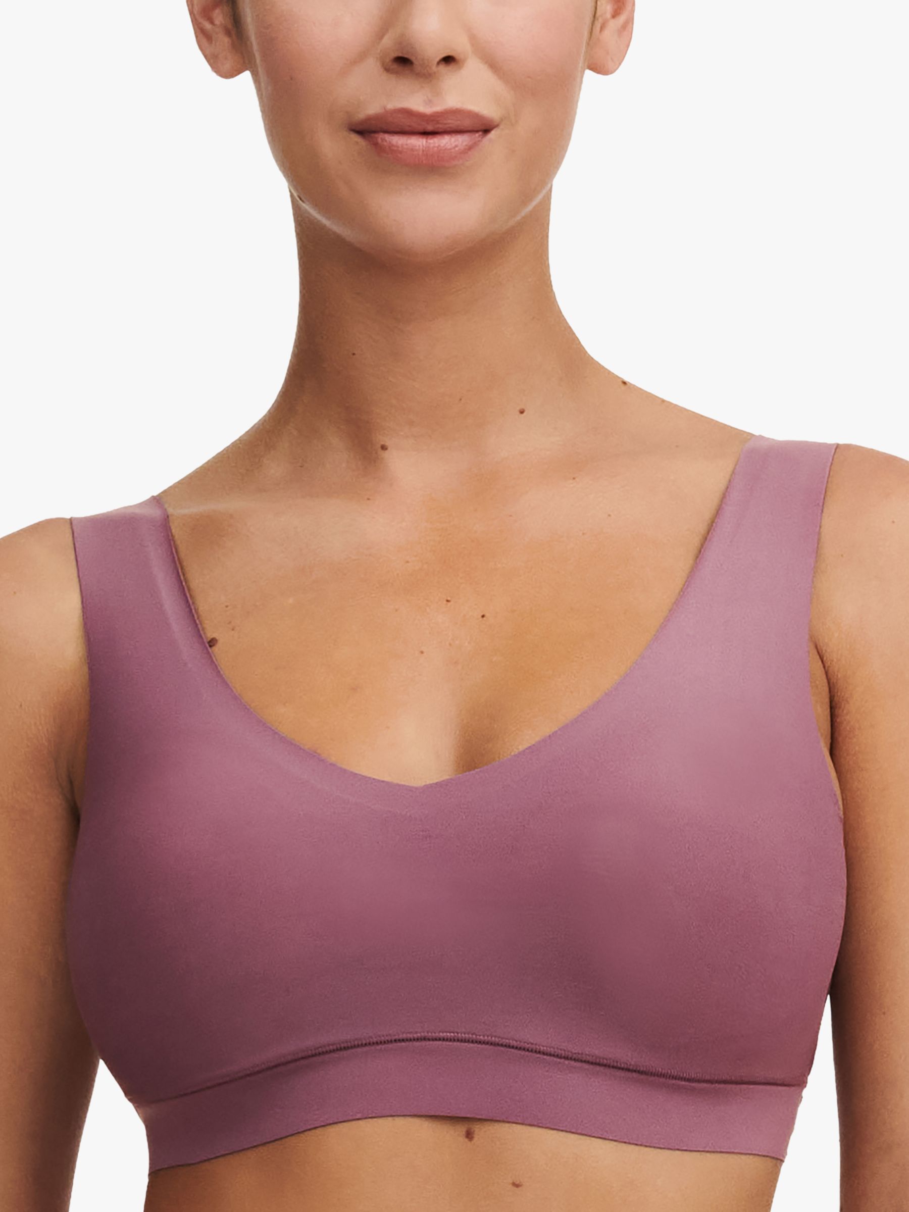 Chantelle Soft Stretch V-Neck Padded Crop Bra, Cocoa at John Lewis &  Partners