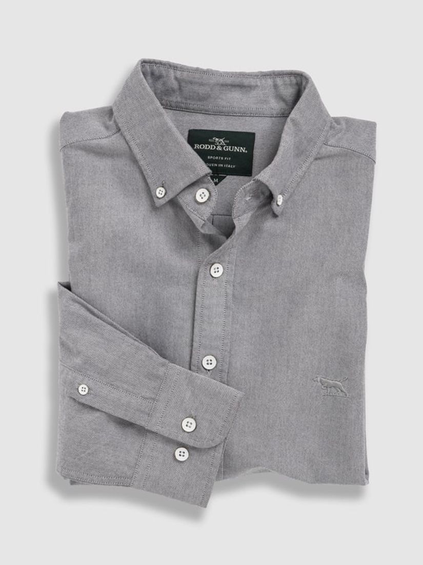 Rodd & Gunn Gunn Oxford Cotton Slim Fit Long Sleeve Shirt, Tarmac, XS