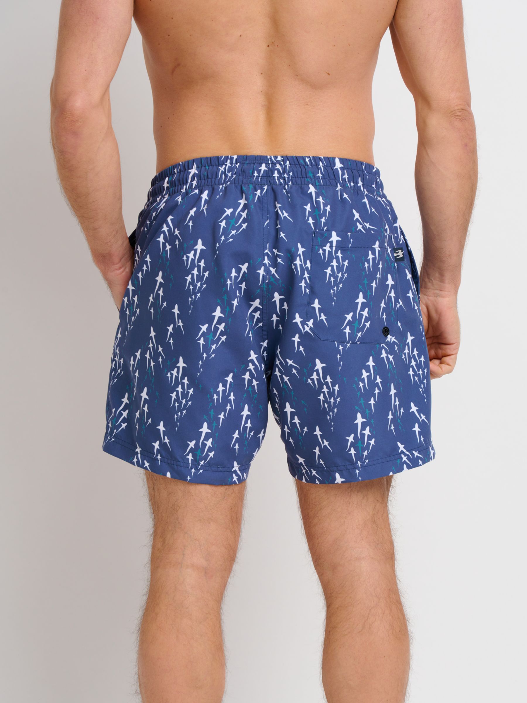 Brakeburn Sea Of Sharks Swim Shorts, Blue/White at John Lewis & Partners