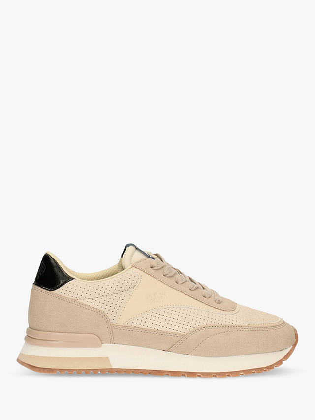 Gap Kids' New York Perforated Lace Up Trainers, Sand/Khaki
