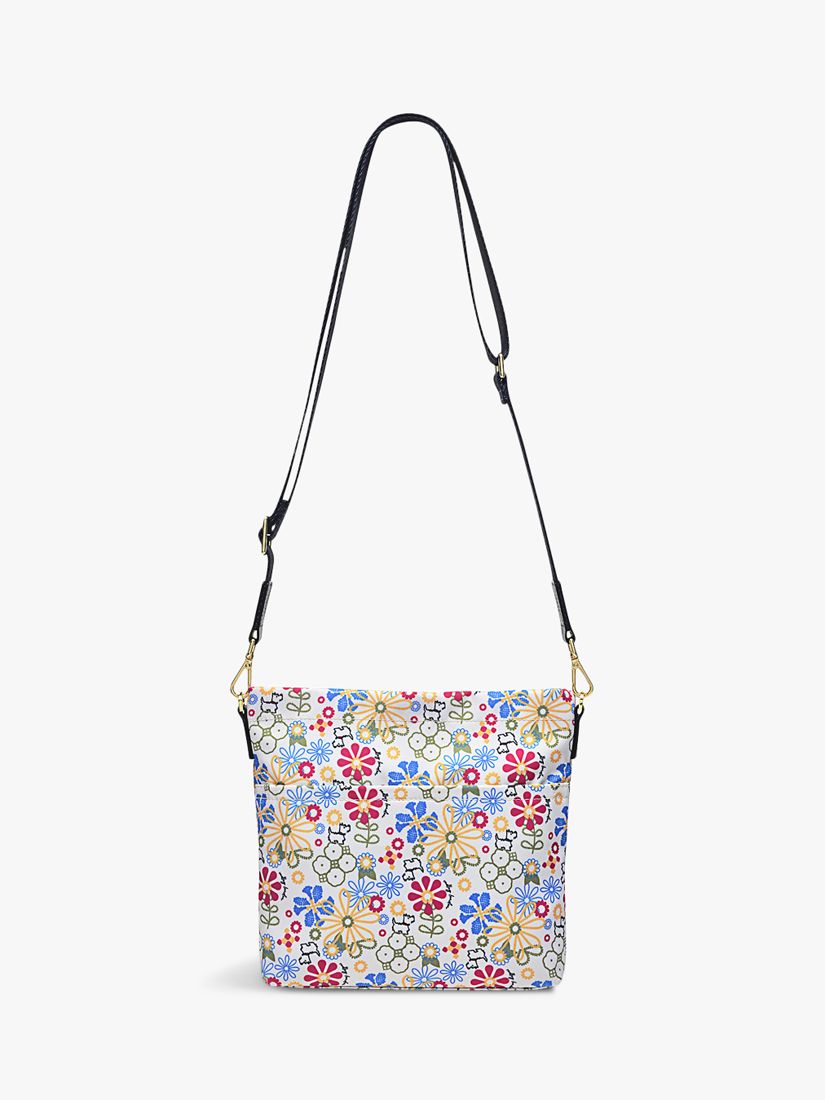 Radley Finsbury Broderie Print Recycled Zip Top Shoulder Bag, Chalk/Multi  at John Lewis & Partners