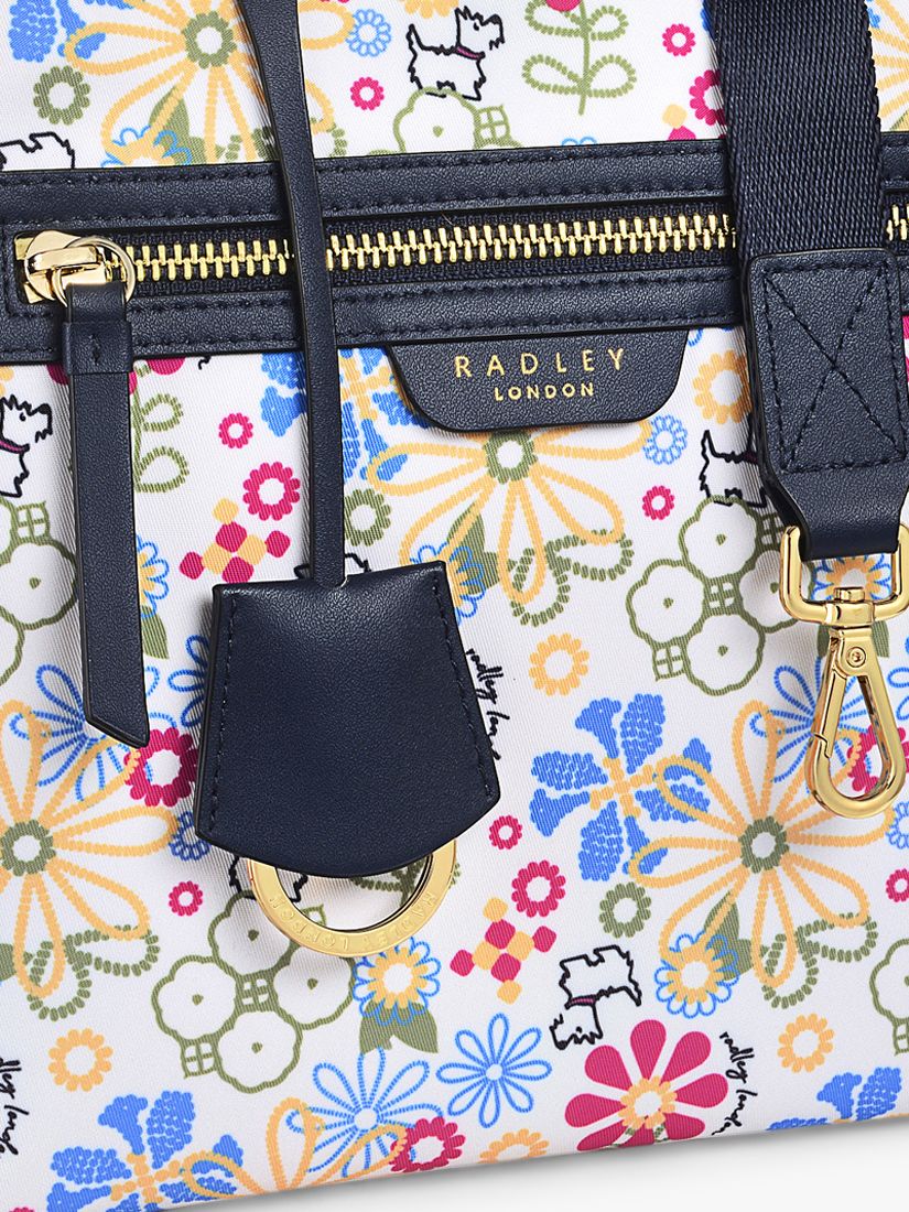 Radley Finsbury Broderie Print Recycled Zip Top Shoulder Bag, Chalk/Multi  at John Lewis & Partners