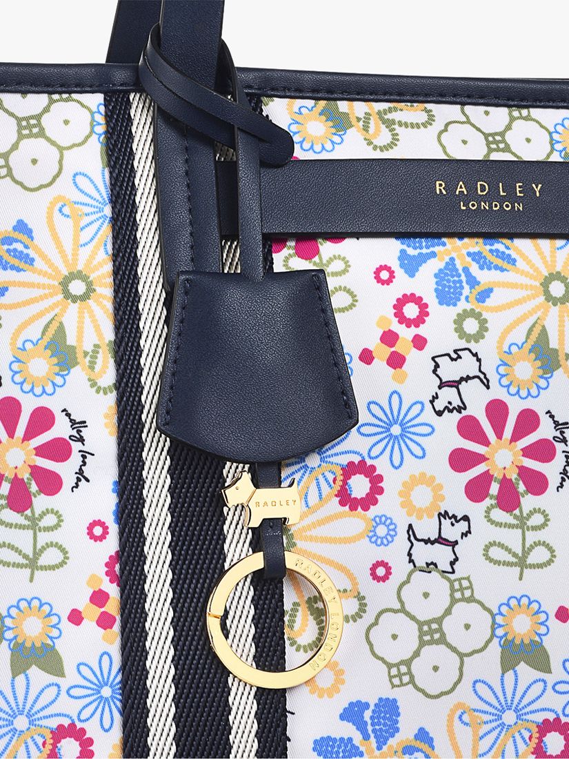 Radley Finsbury Broderie Print Recycled Zip Top Shoulder Bag, Chalk/Multi  at John Lewis & Partners