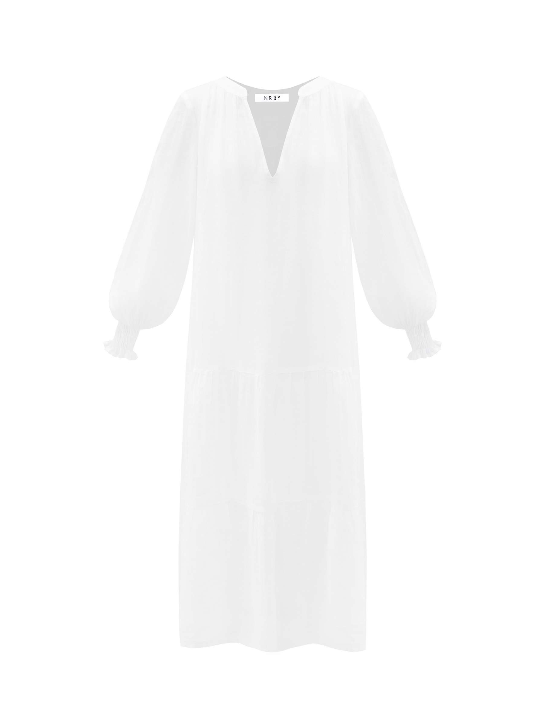 Buy NRBY Brooke Gauze Tiered Linen Maxi Dress, White Online at johnlewis.com