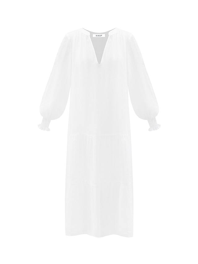NRBY Brooke Gauze Tiered Linen Maxi Dress, White