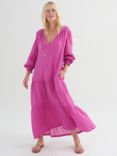 NRBY Brooke Gauze Linen Maxi Dress, Cherry Pink