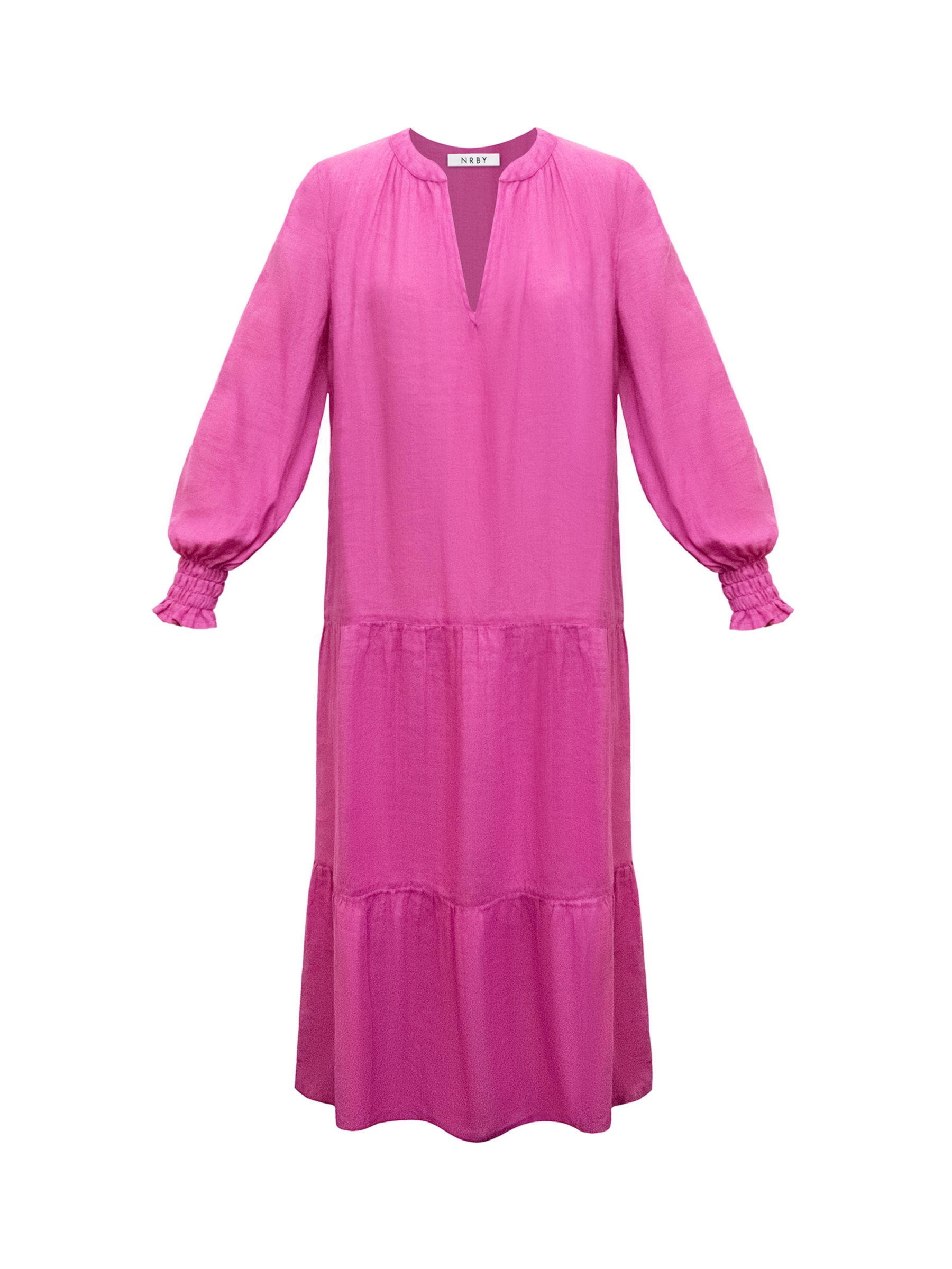 NRBY Brooke Gauze Linen Maxi Dress, Cherry Pink, XS