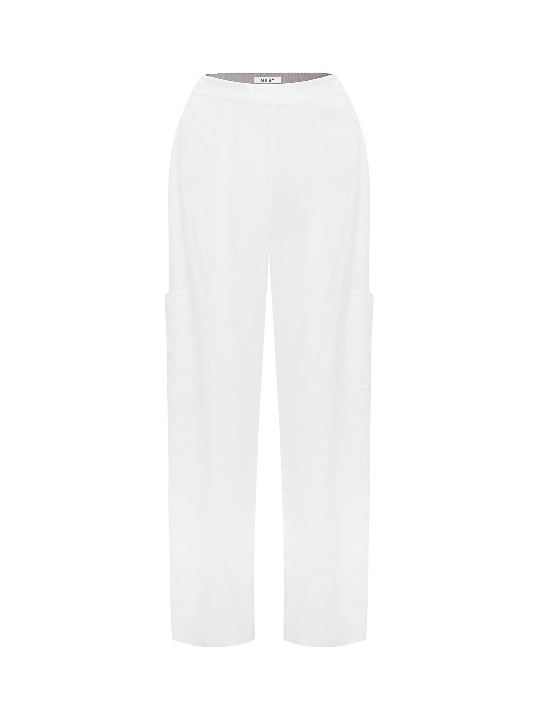 NRBY Thea Wide Leg Cargo Trousers, White at John Lewis & Partners