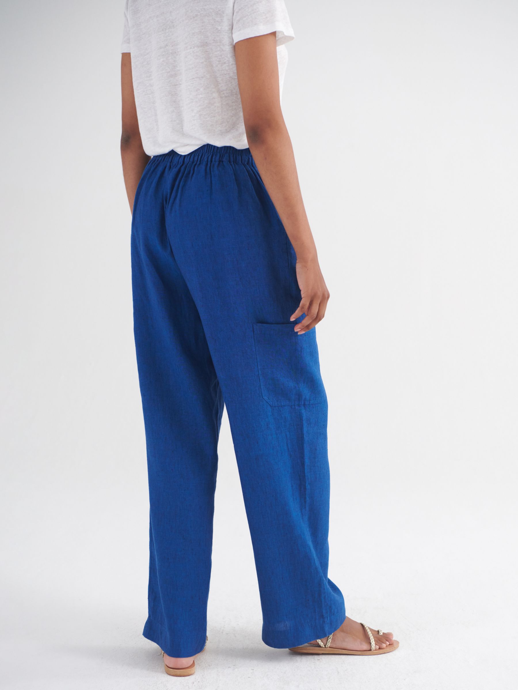 NRBY Thea Wide Leg Cargo Trousers, Indigo Blue at John Lewis & Partners