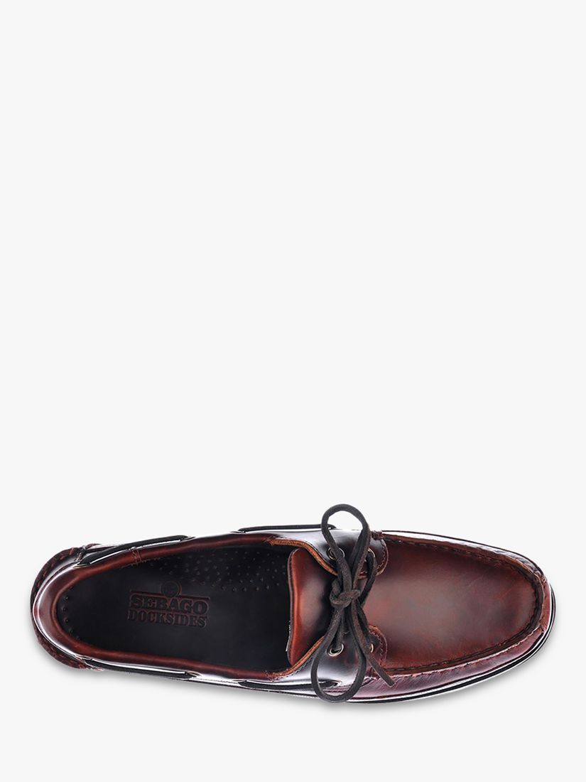 Sebago Schooner Waxed Leather Boat Shoes, Brown Gum, 7