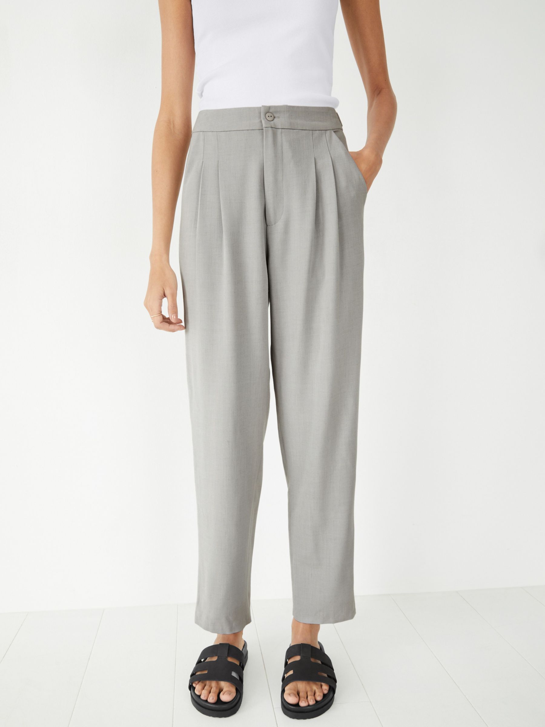 HUSH Daphne Tapered Trousers, Light Grey, 4