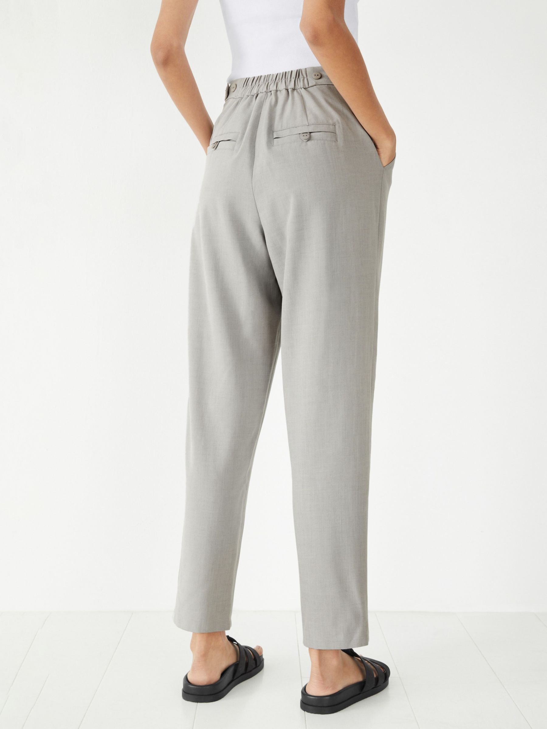 HUSH Daphne Tapered Trousers, Light Grey at John Lewis & Partners