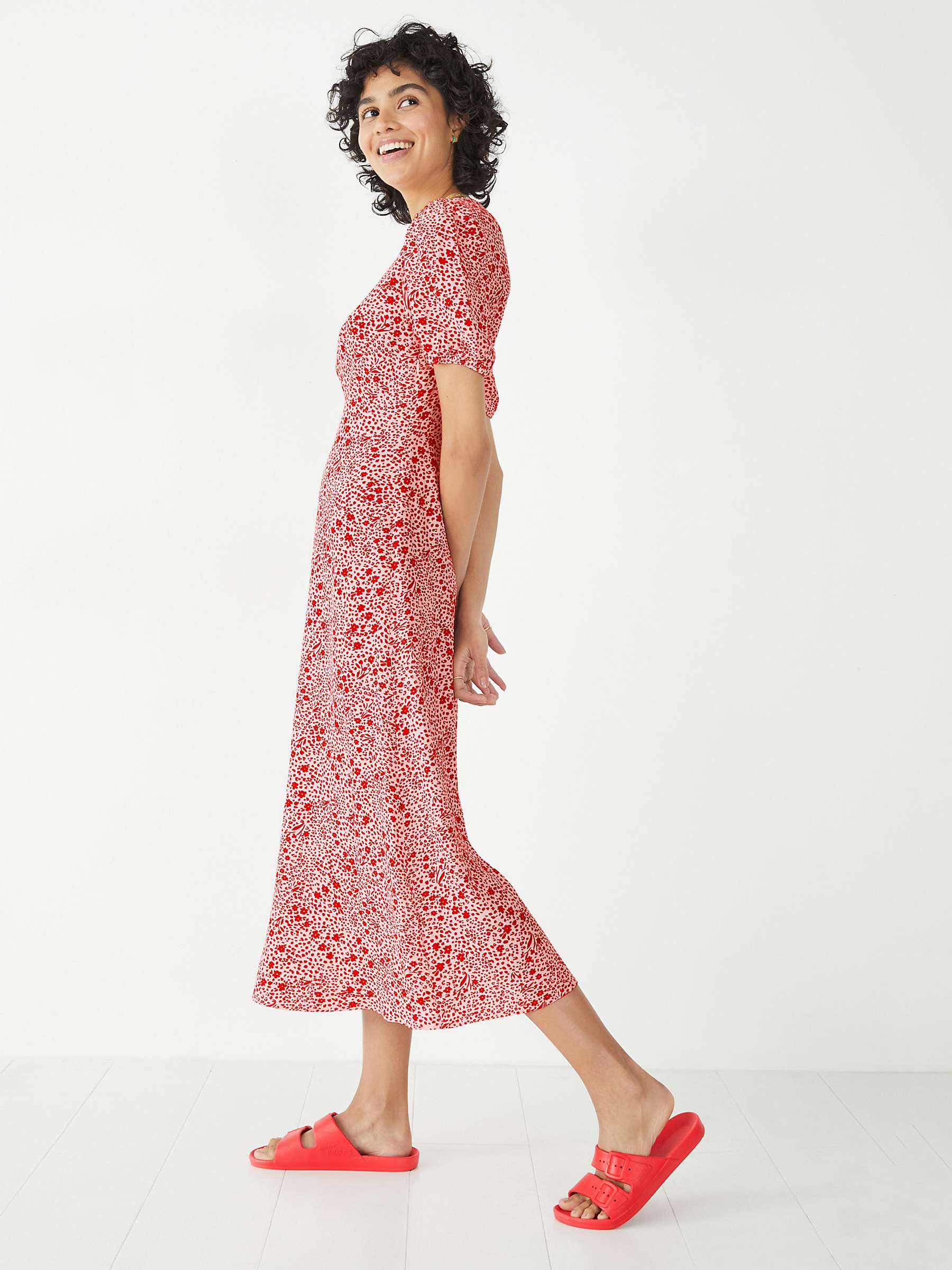 Buy hush Juliette Floral Midi Tea Dress, Red Online at johnlewis.com
