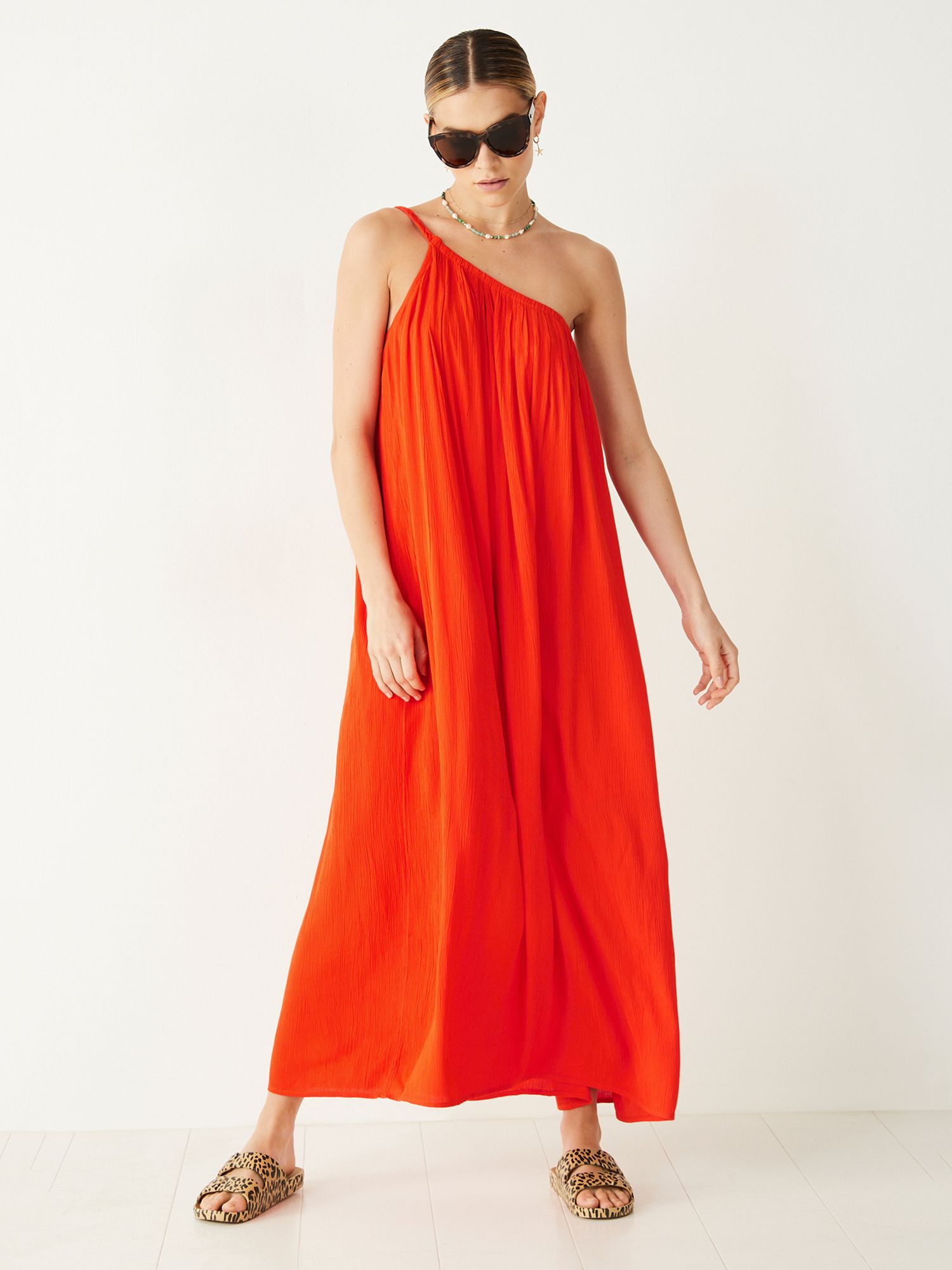 HUSH Bella Rose Asymmetric Dress, Tangerine at John Lewis & Partners
