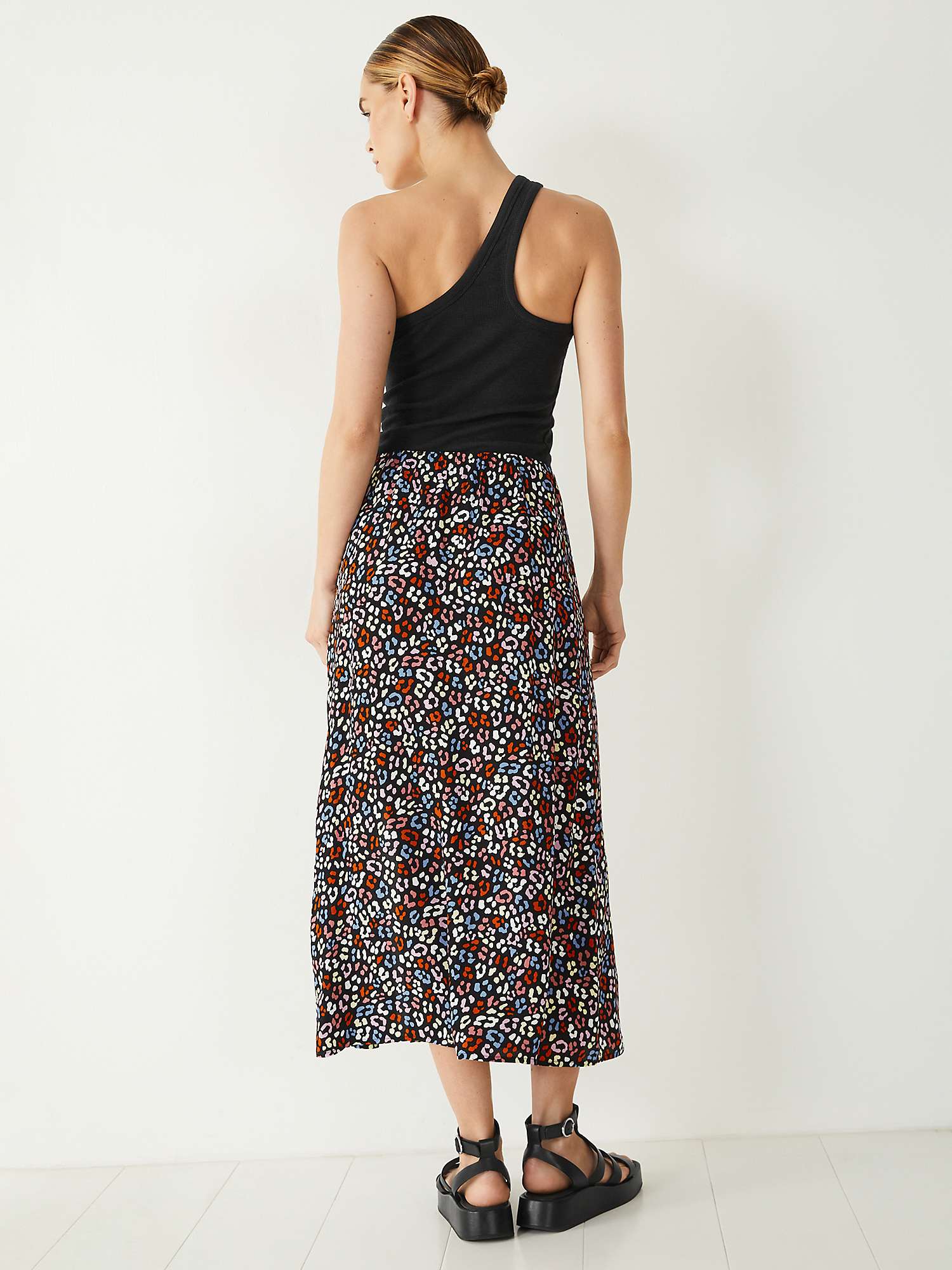 Buy HUSH Kourtney Midi Skirt, Black/Multi Online at johnlewis.com