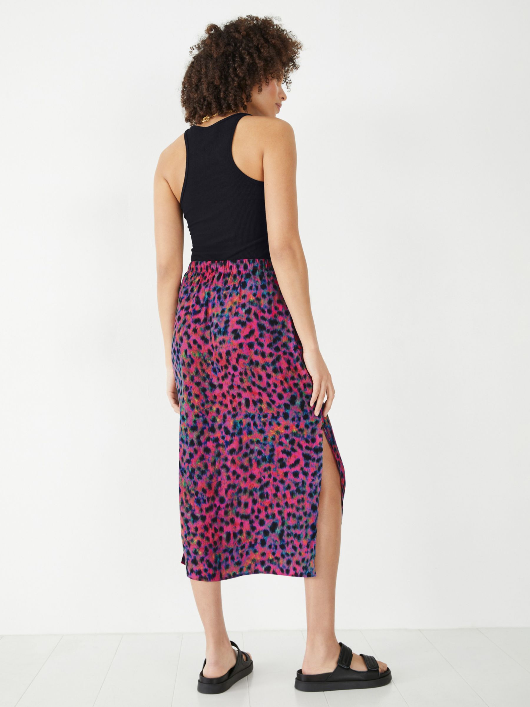 Buy HUSH Meghan Animal Print Side Slit Midi Skirt, Ibiza/Multi Online at johnlewis.com