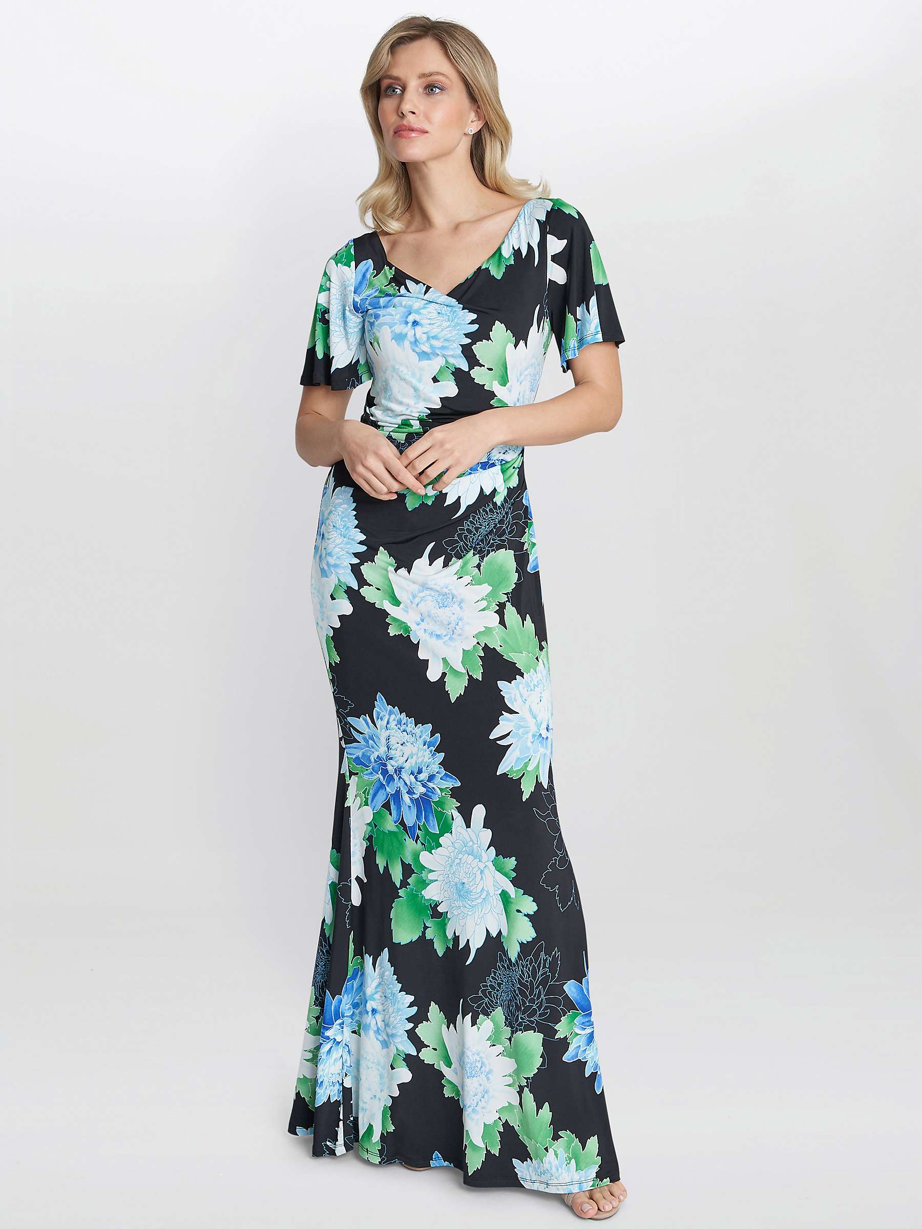 Buy Gina Bacconi Jaylene Floral Maxi Dress, Navy/Green Online at johnlewis.com