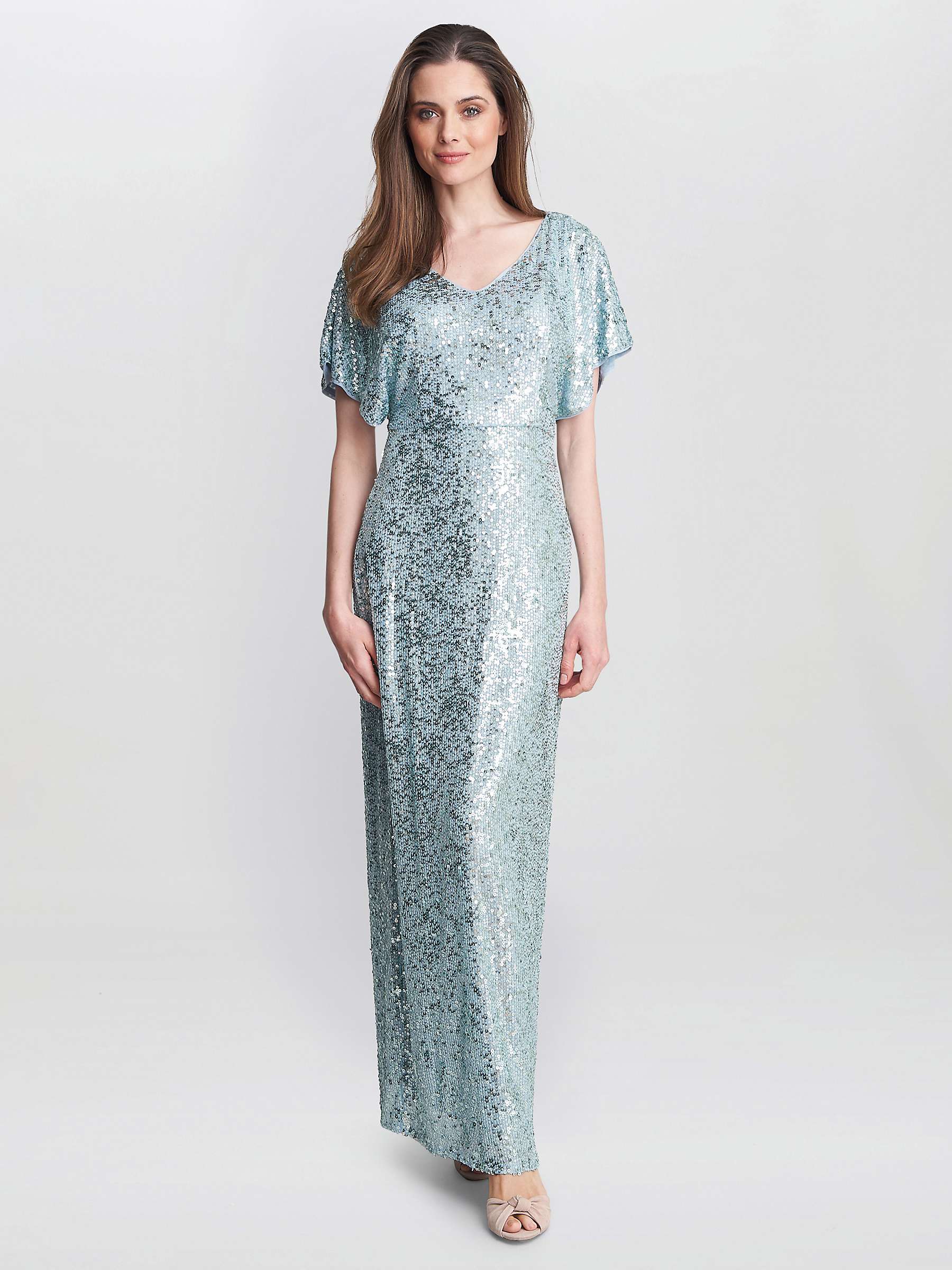 Buy Gina Bacconi Courtney Sequin Maxi Dress, Sky Blue Online at johnlewis.com