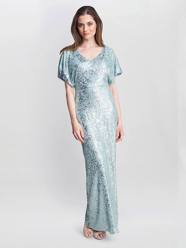 Gina Bacconi Courtney Sequin Maxi Dress, Sky Blue