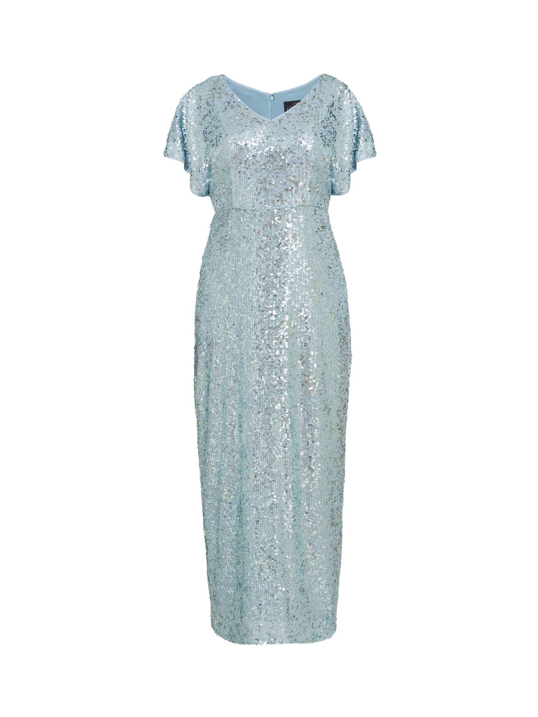 Gina Bacconi Courtney Sequin Maxi Dress, Sky Blue at John Lewis & Partners